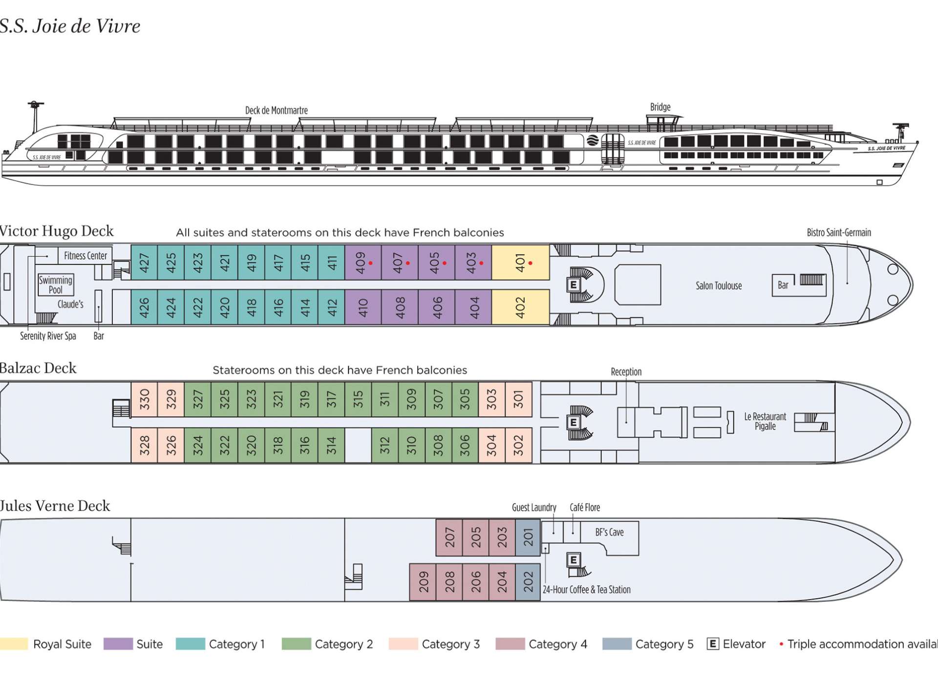 SS Joie de Vivre deck plan