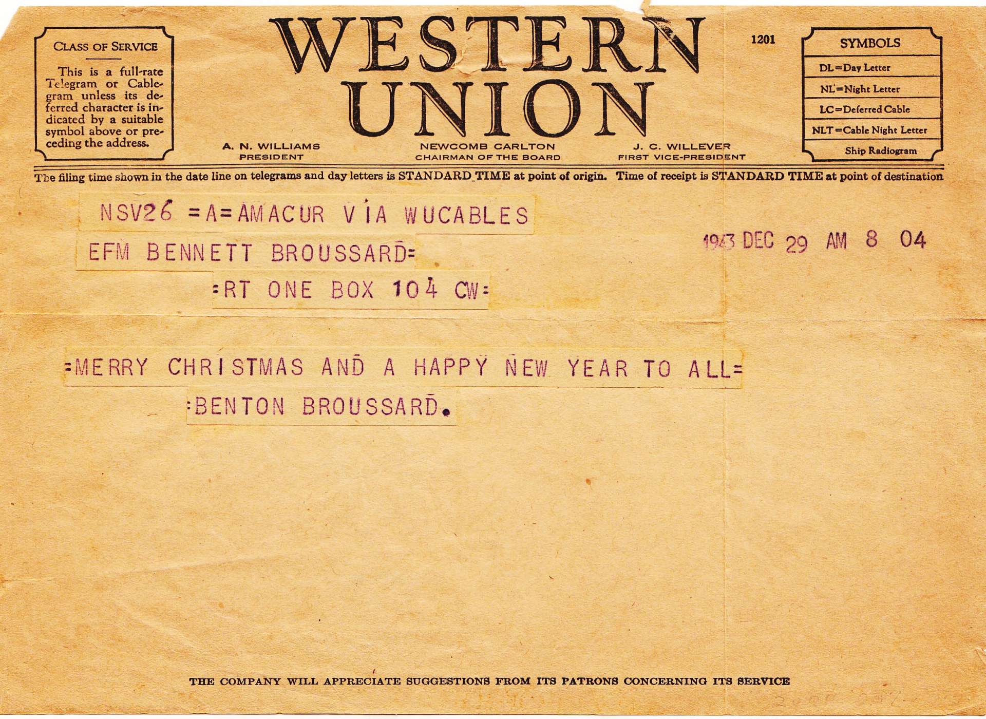 broussard christmas telegram