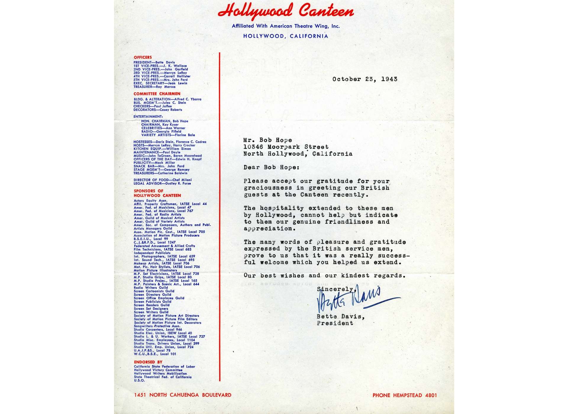 Canteen letter