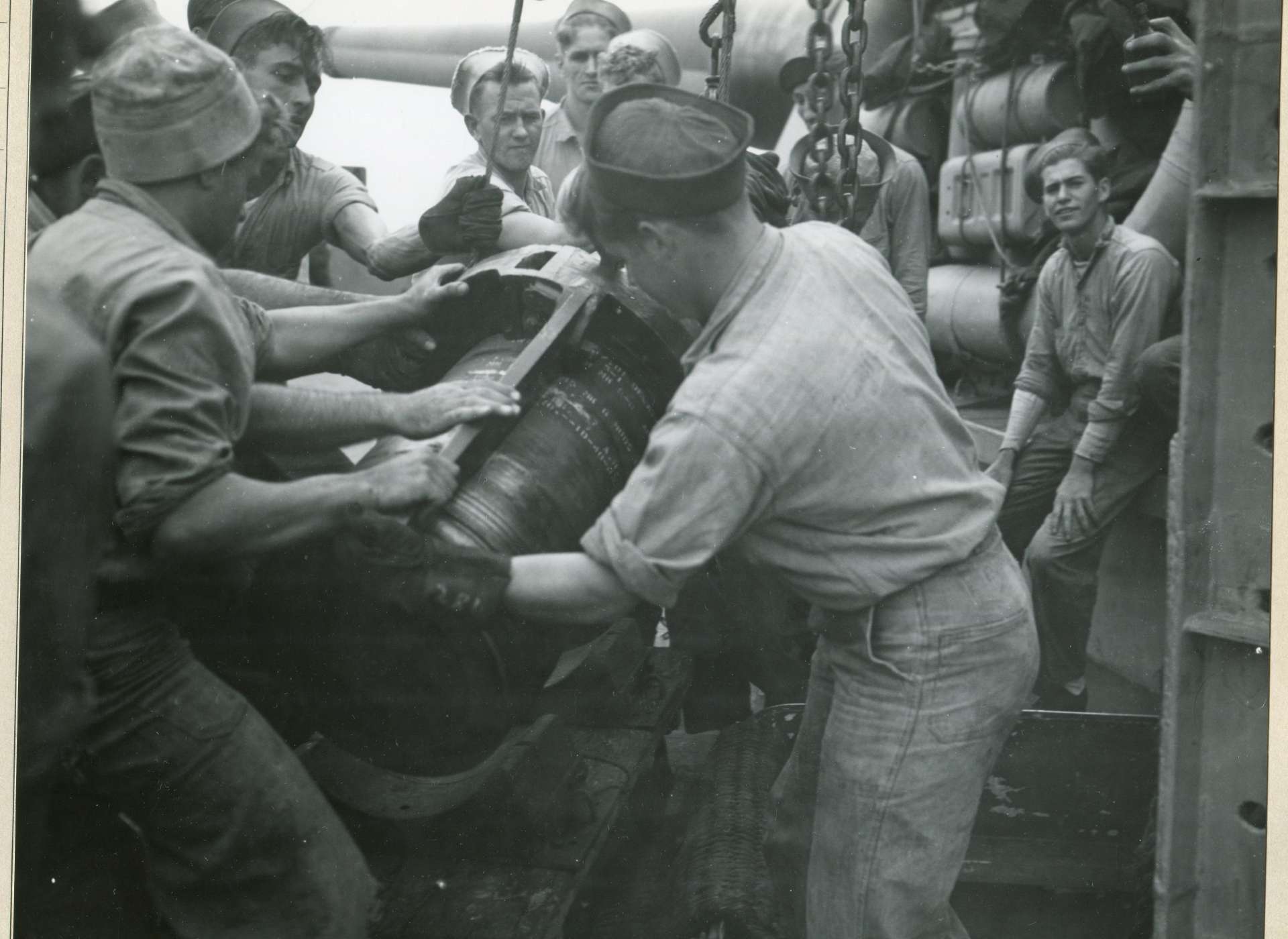 Sixteen-inch shells aboard a battleship
