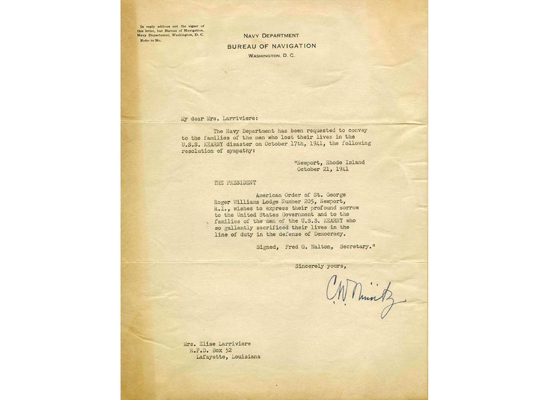 nimitz letter