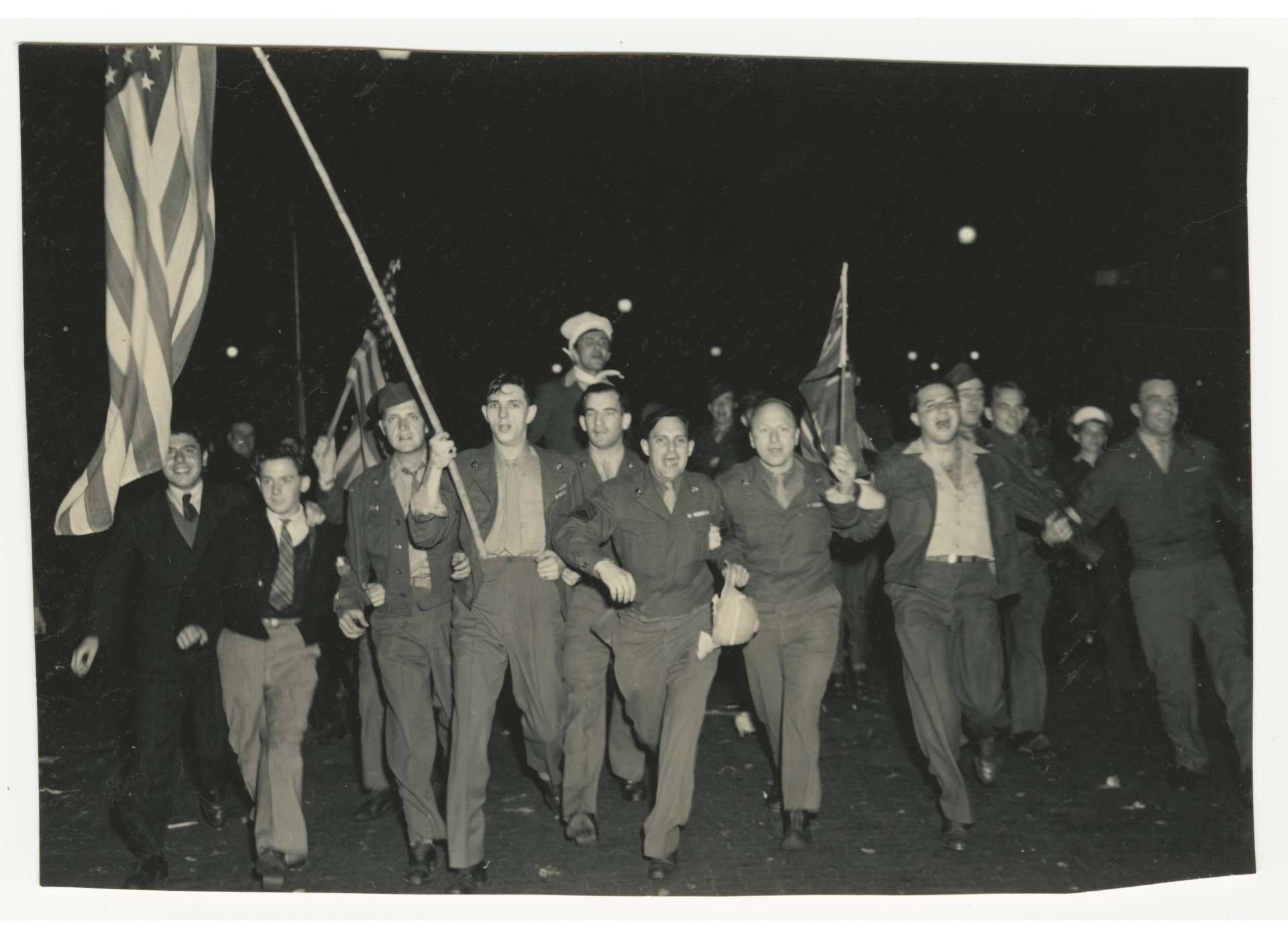 While the crowd dissipated by the end of the afternoon, several American servicemen continued to celebrate well into the night