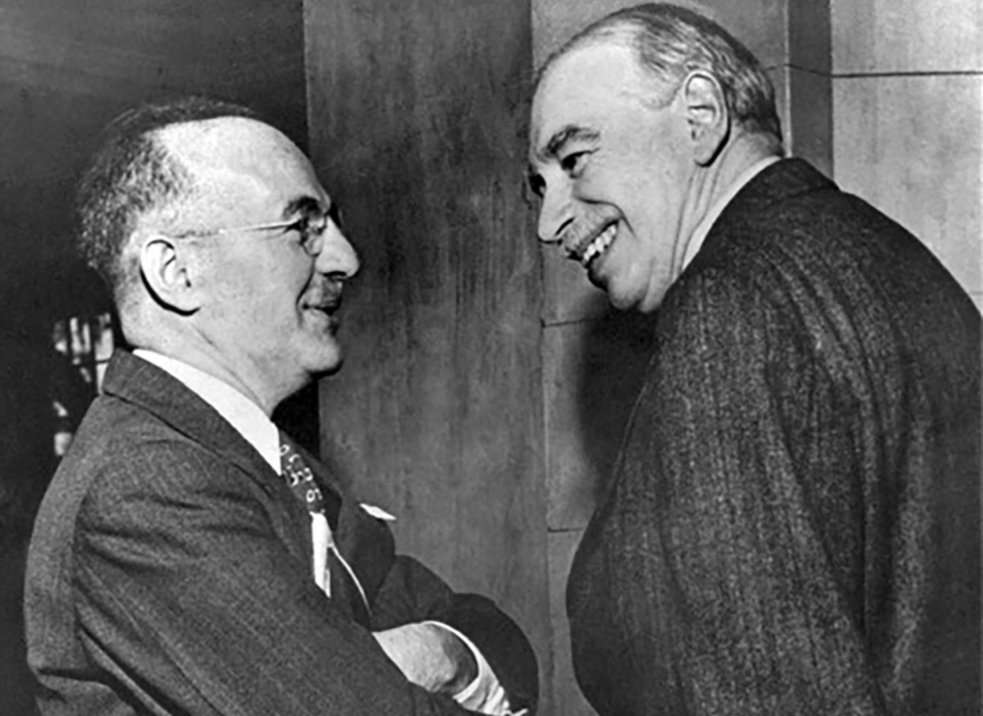 Harry Dexter White and John Maynard Keynes at Bretton Woods, July 1944