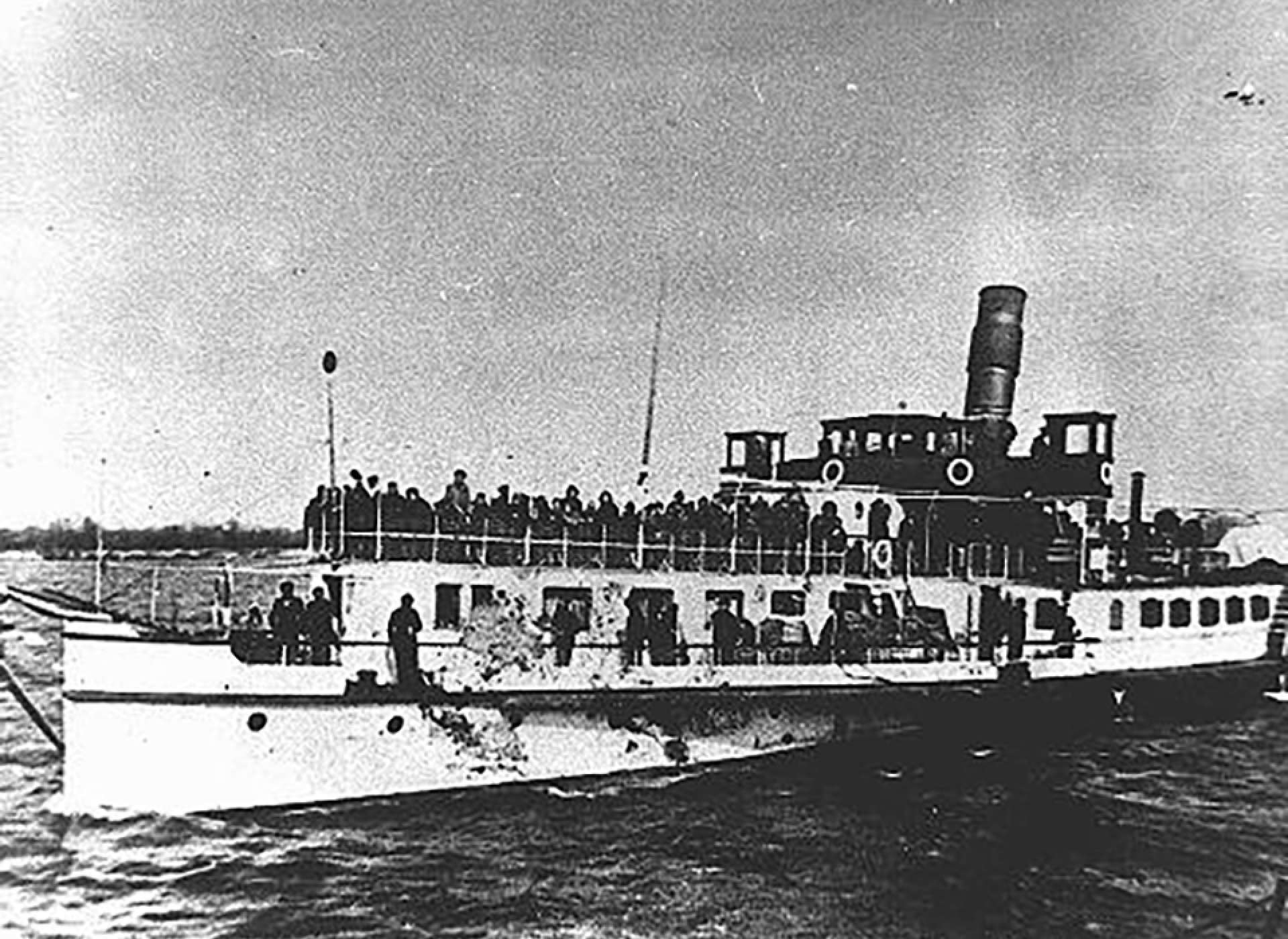 Deportation Ship Removing Jews from Bulgarian-Occupied Territory, March 1943. Eventually they would be sent to the Treblinka Death Camp. Courtesy of Jewish Historical Museum, Belgrade.