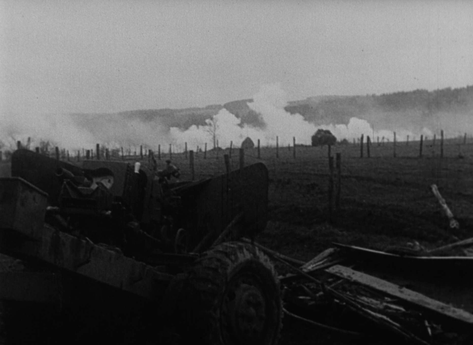 Panthers of Kampfgruppe Peiper move towards Stoumont under cover of smoke.