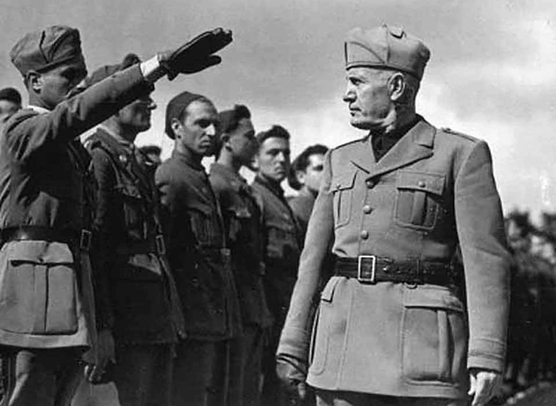 Mussolini Inspecting the Troops. 