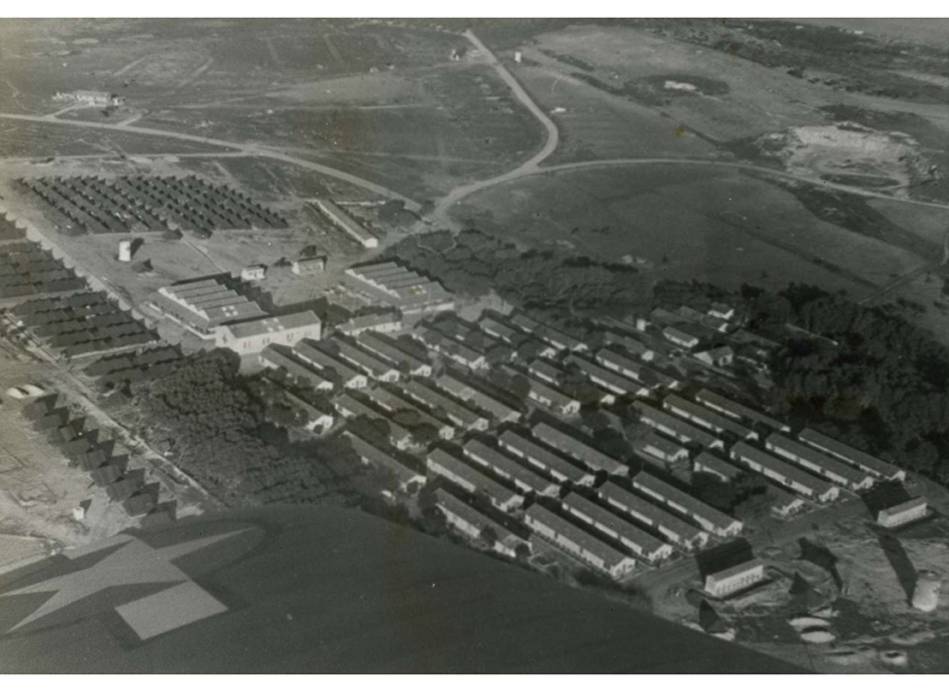 Aerial view of the 24th General Hospital outside of Bizerte, Tunisia. The hospital was in Bizerte from September 1943 - May 1944. The National WWII Museum.