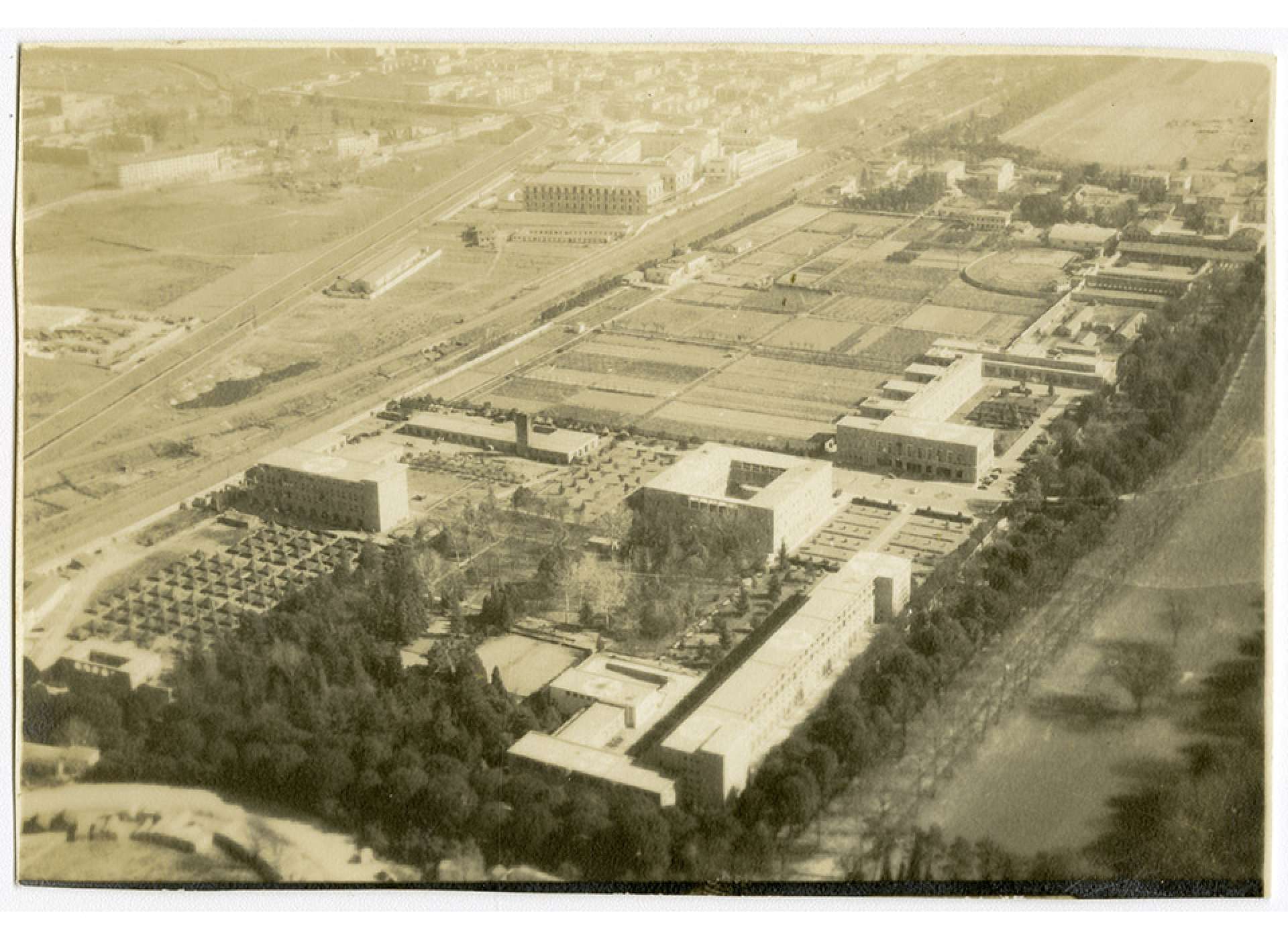 An aerial view of the former Mussolini School of Aviation, then serving as the 24th General Hospital in Florence, Italy. The National WWII Museum.