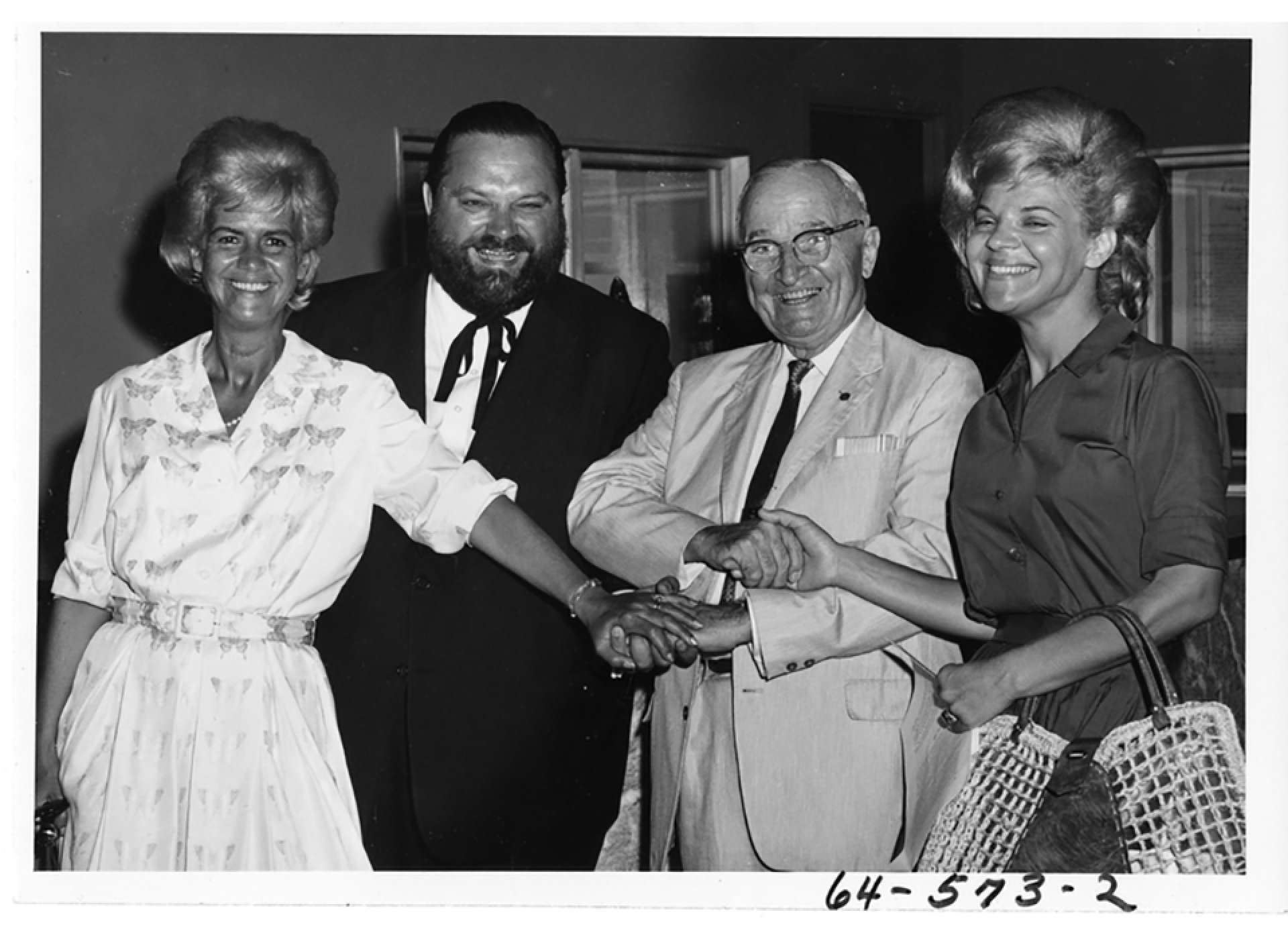 Former President Harry S. Truman and Al Hirt and family in the Harry S. Truman Library. July 19,1963 Courtesy: Harry S. Truman Library and Museum.