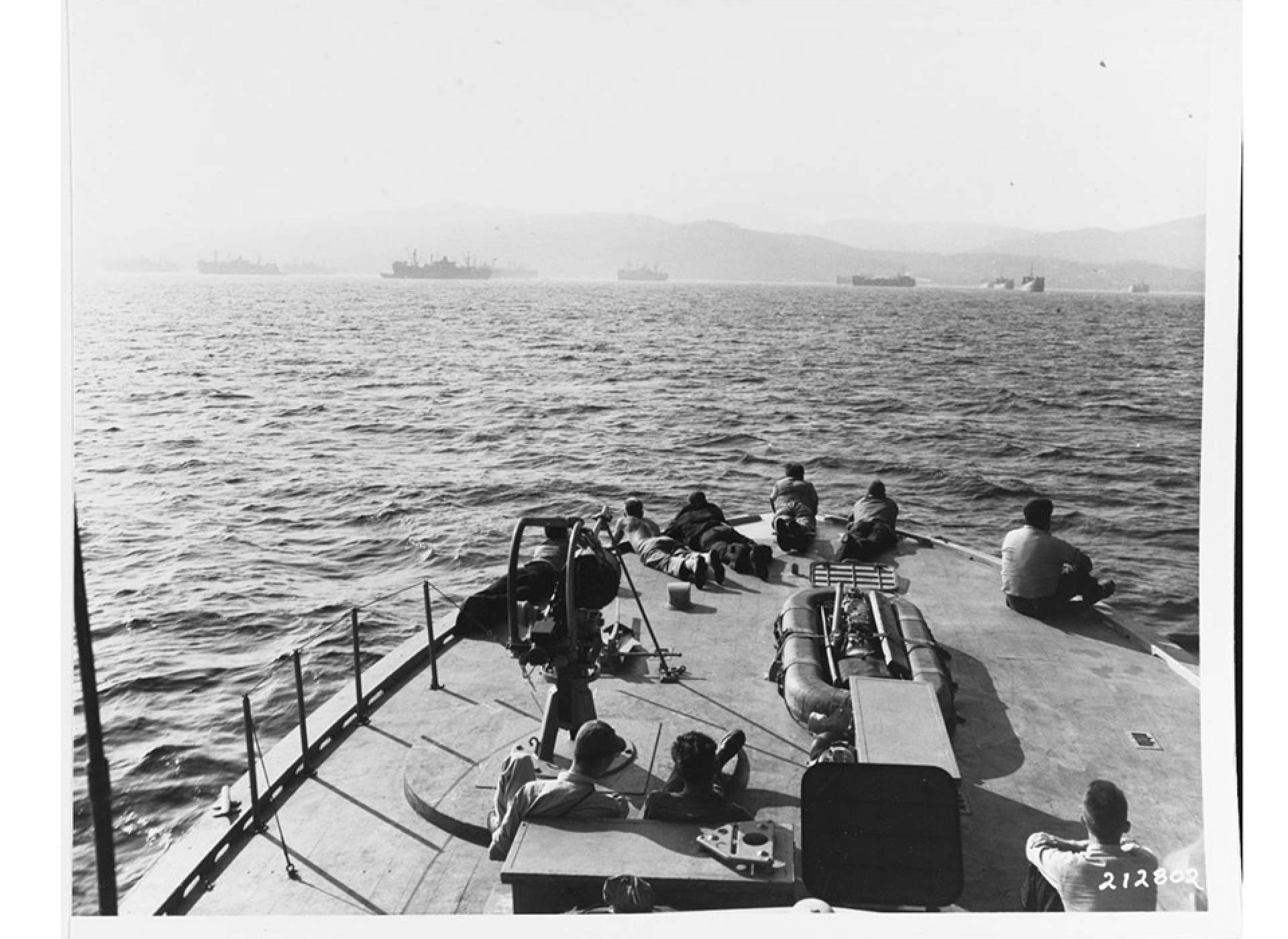 An ELCO PT boat of Squadron 29 approaches the invasion beaches in Southern France.