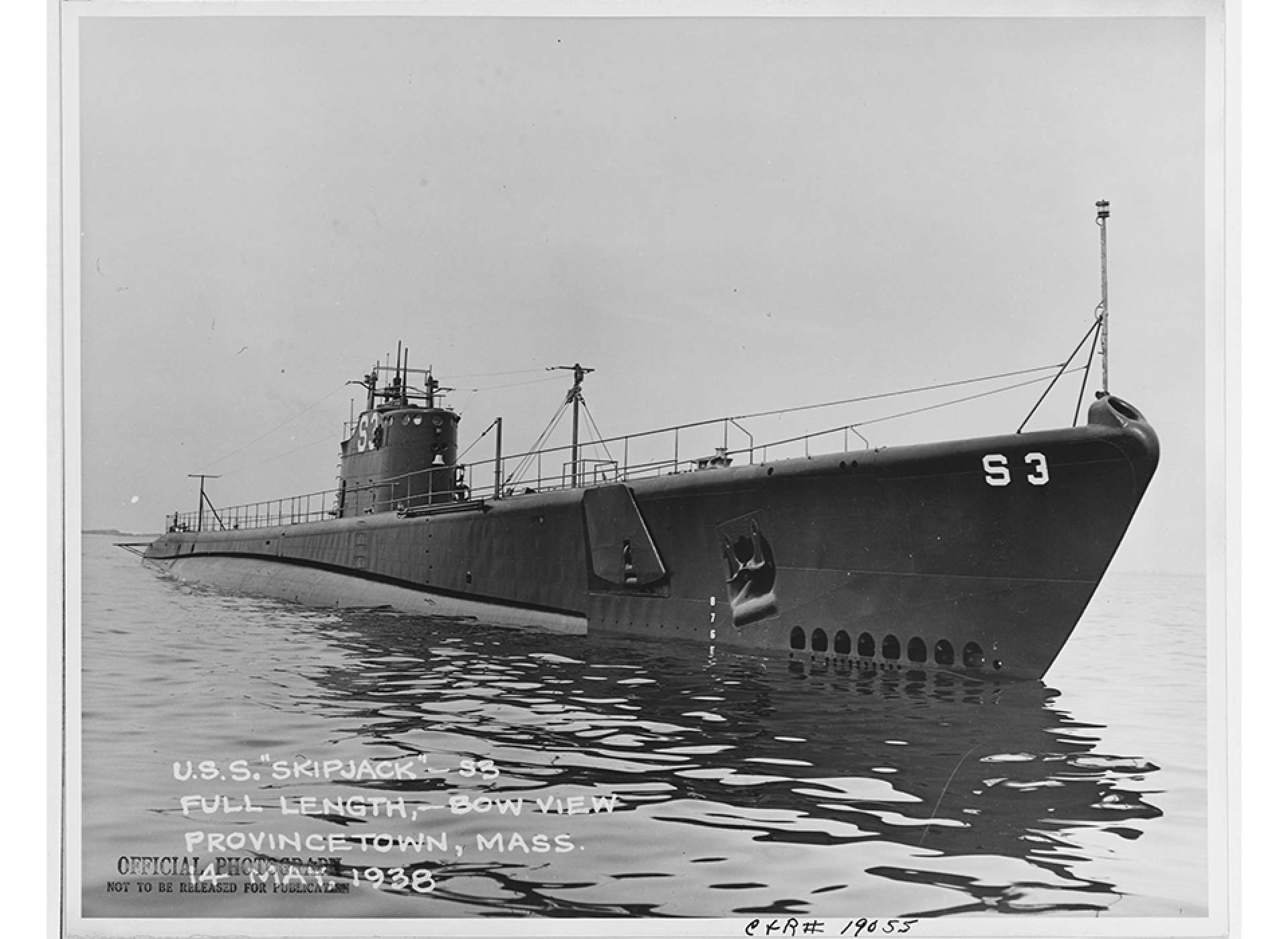 USS Skipjack during her sea trials in 1938. Courtesy of Naval History and Heritage Command.