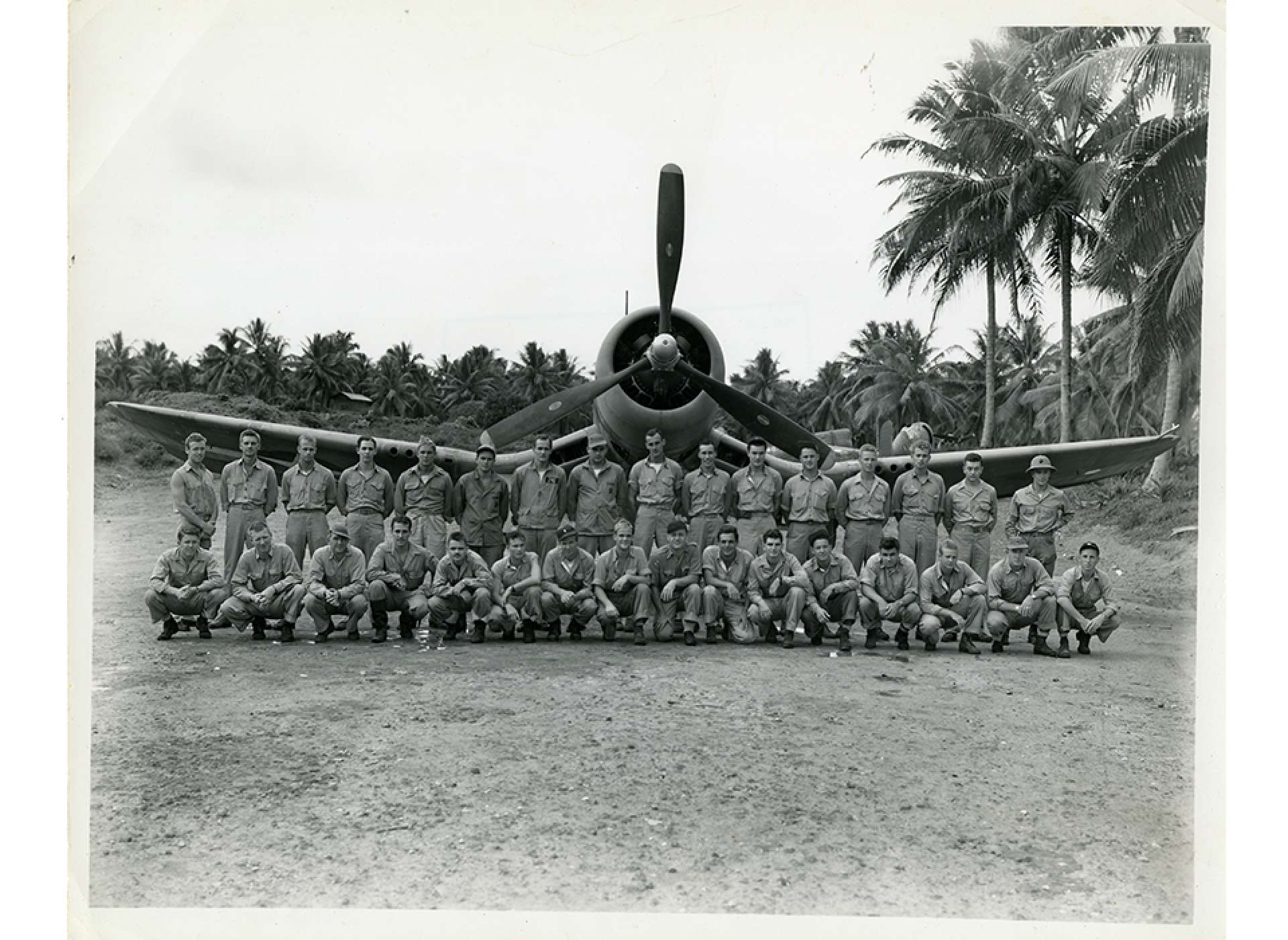 Unit photograph of US Marine Fighting Squadron VMF-214, better known as “The Black Sheep” under command of Gregory “Pappy” Boyington. Gift In Memory of Henry &quot;Hank&quot; Bourgeois, 2013.643.025