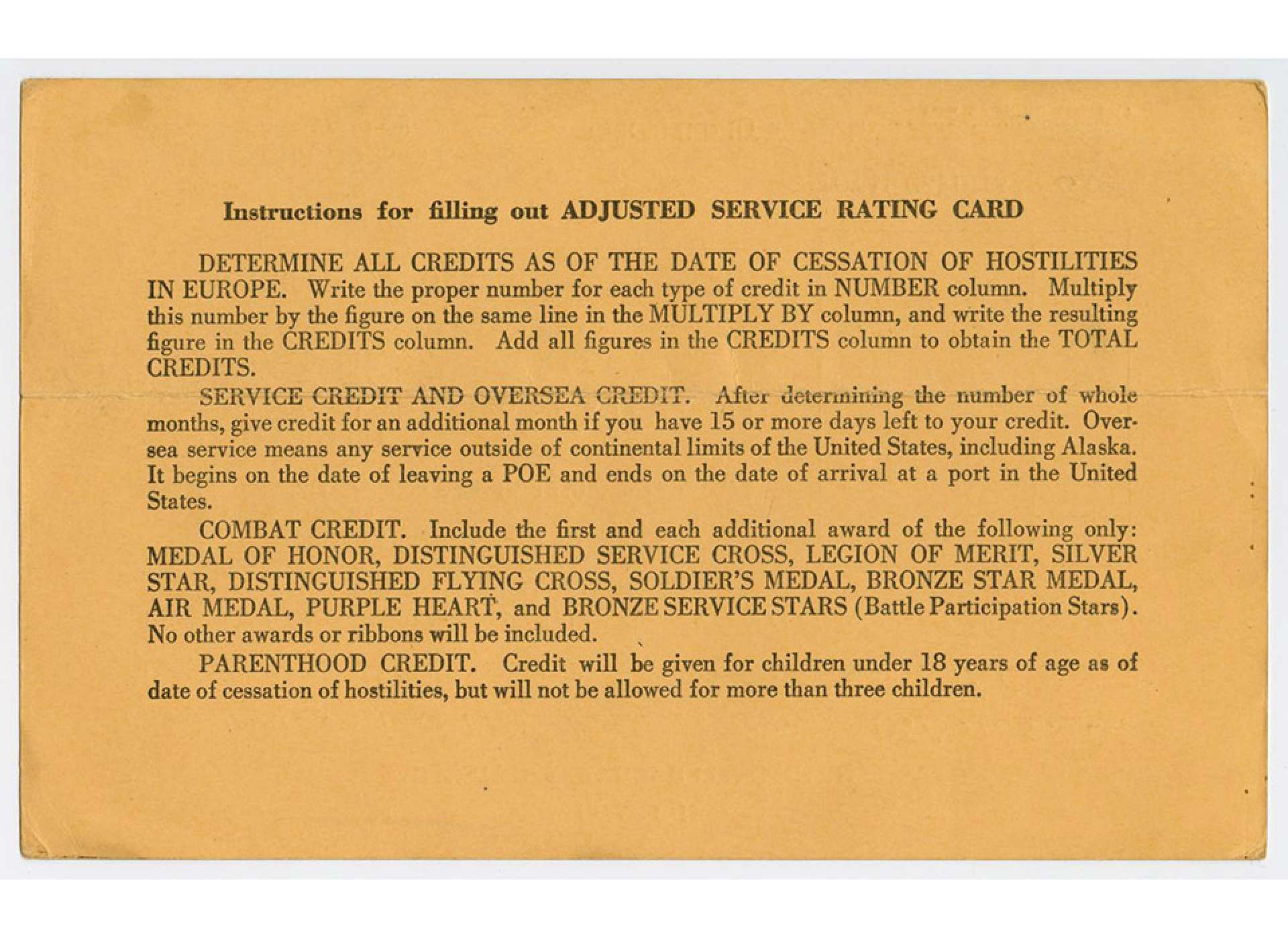 Service Rating Card