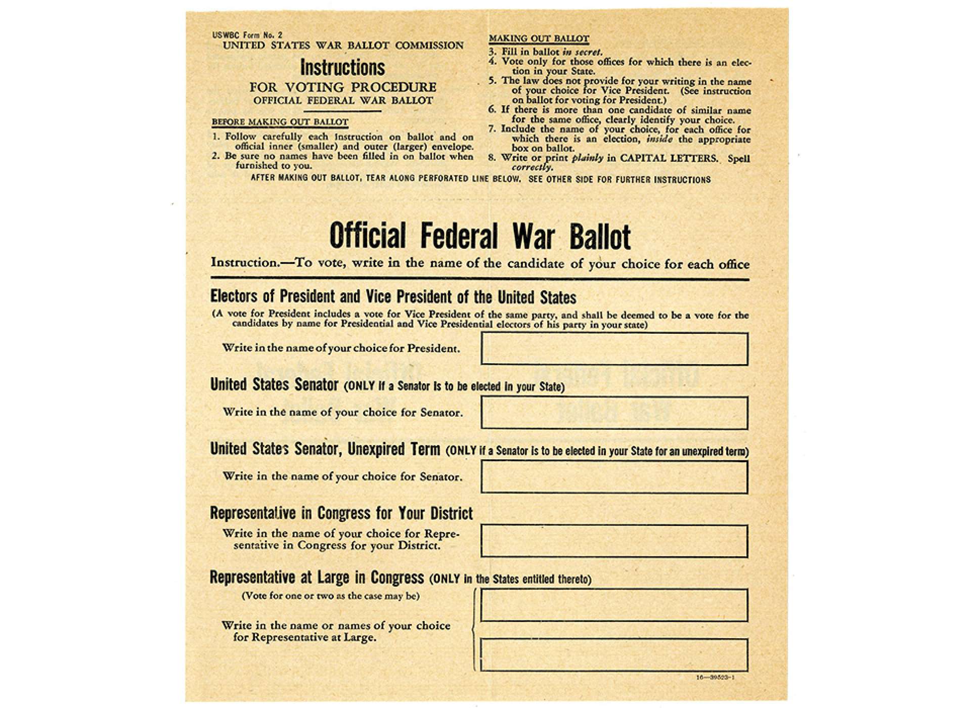 The Soldier Voting Act and Absentee Ballots in World War II  The