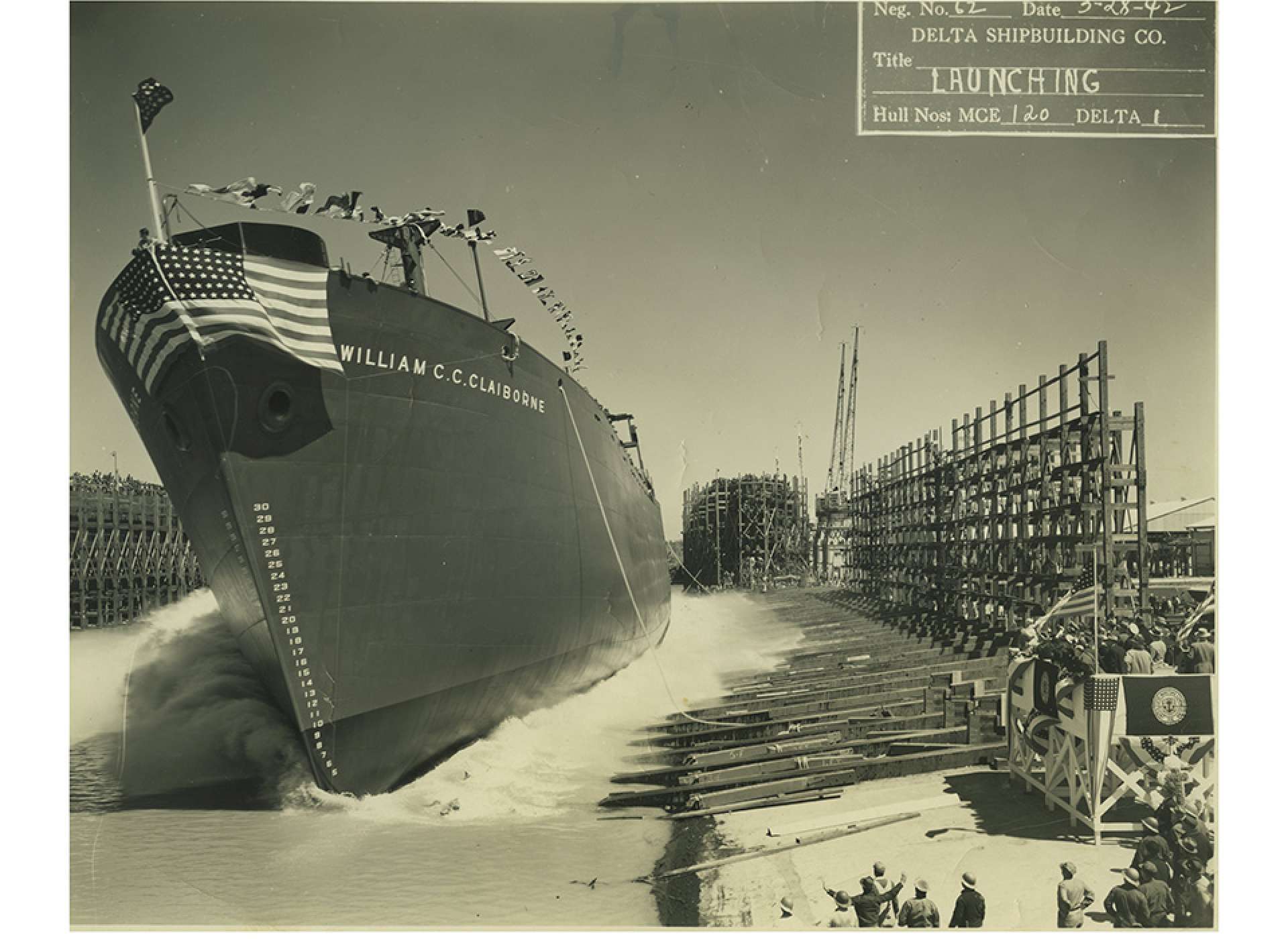 SS William C.C. Claiborne, first Liberty ship launched by Delta