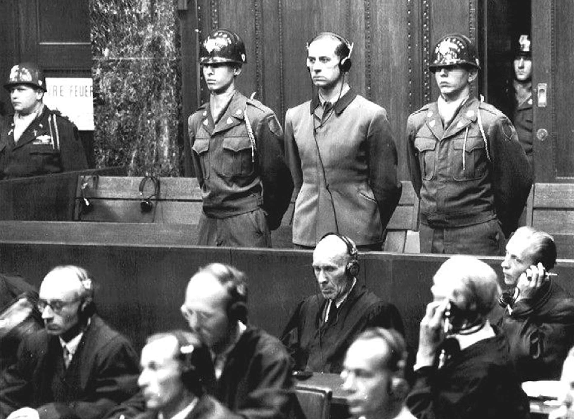 Karl Brandt on trial at the Palace of Justice in Nuremberg, Germany