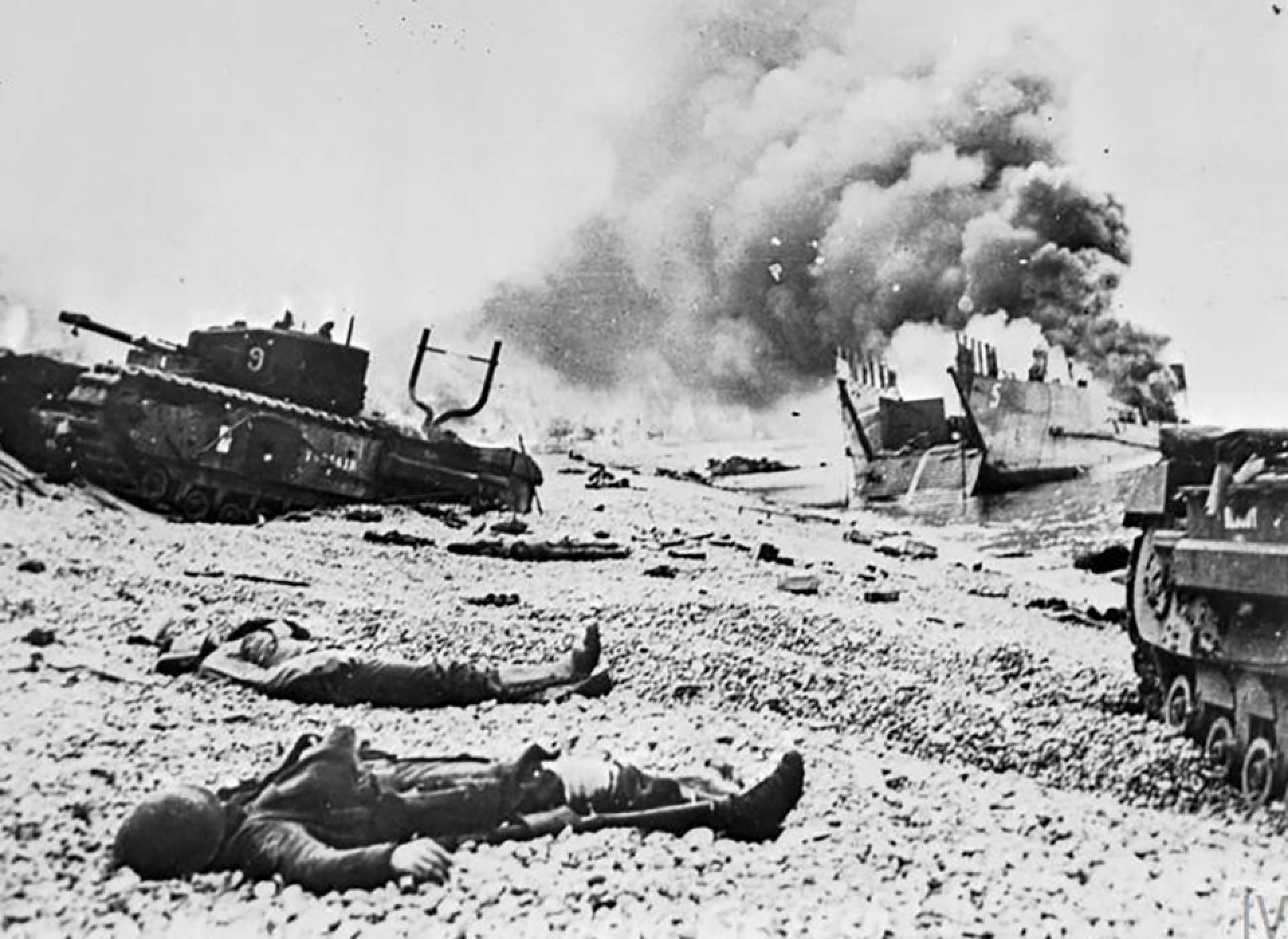 Wreckage of the landing beaches of Dieppe