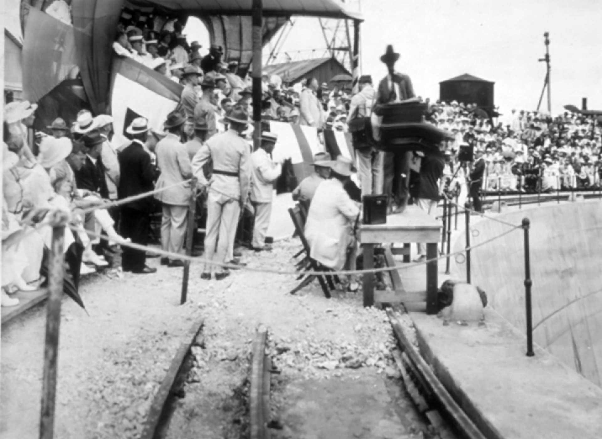 Opening of Dry Dock No. 1 at Pearl Harbor, 1919. Courtesy of the Library of Congress.