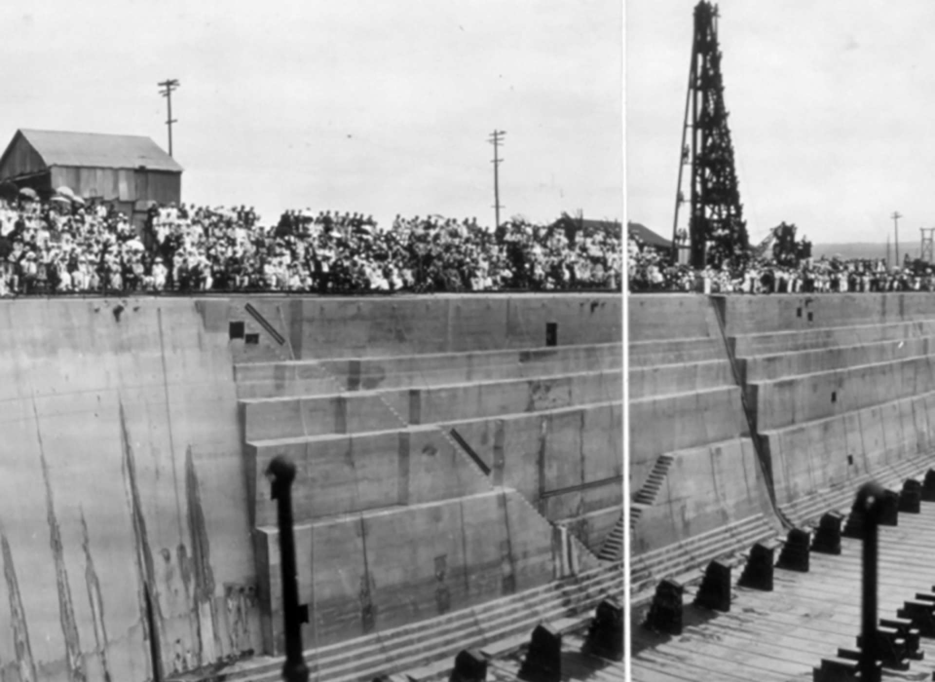 Opening of Dry Dock No. 1 at Pearl Harbor, 1919. Courtesy of the Library of Congress.