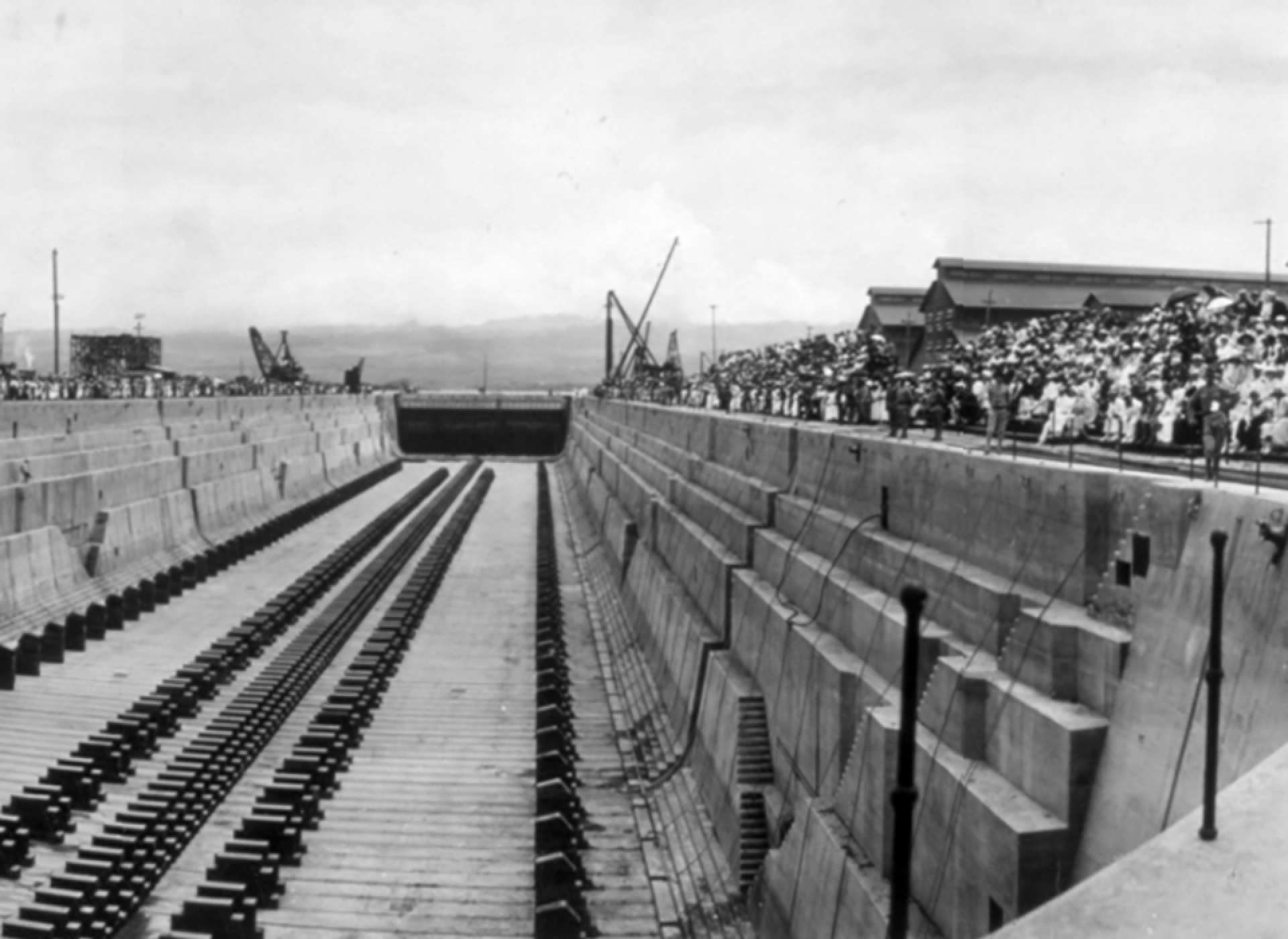 Opening of Dry Dock No. 1 at Pearl Harbor, 1919. Courtesy of the Library of Congress.