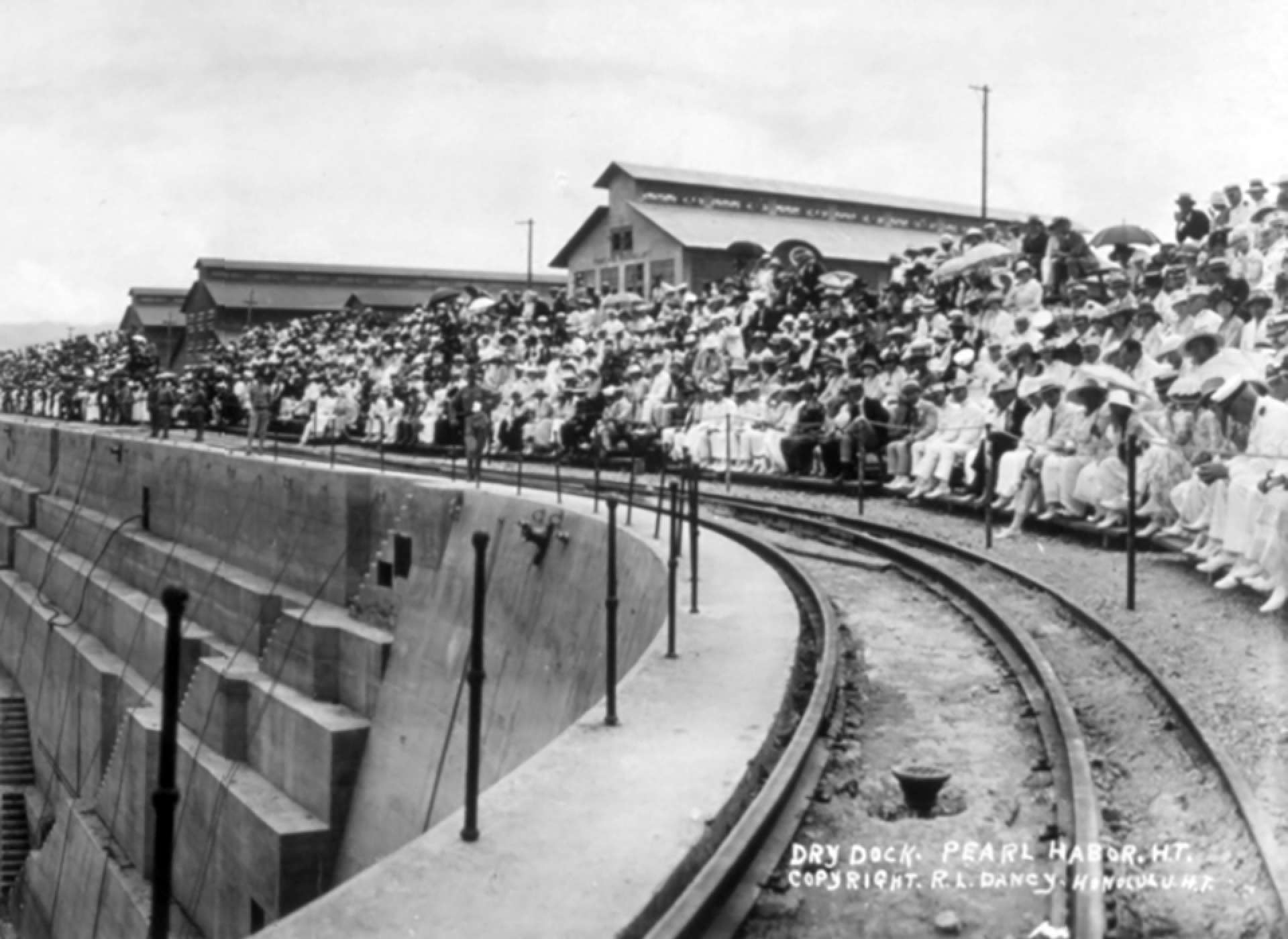 Opening of Dry Dock No. 1 Pearl Harbor 1919. Courtesy of the Library of Congress.