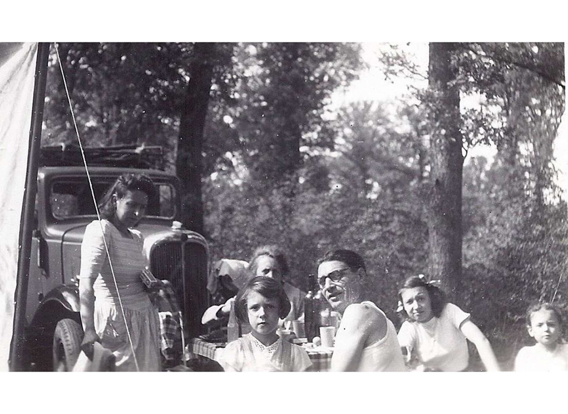 Cella Family with Rosalie the car, courtesy of the Hopkins Family