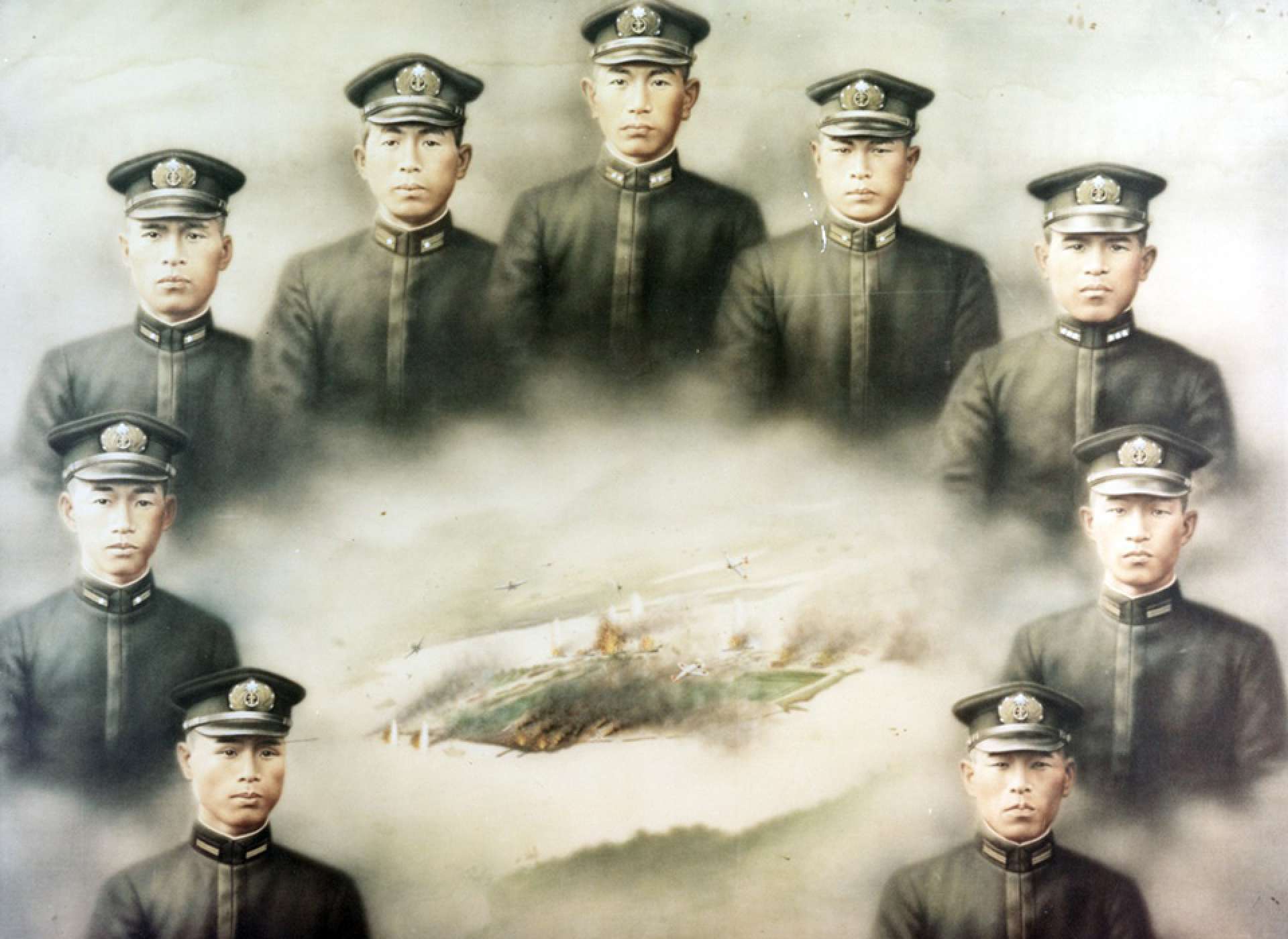 A Japanese wartime painting depicts the men lost in the midget submarine attack on Pearl Harbor