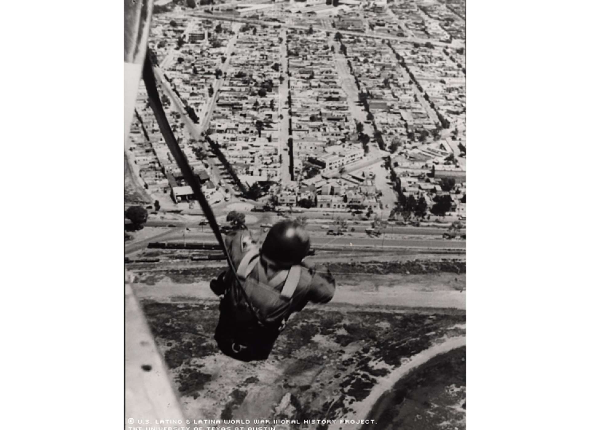 Lt. Ed Peniche jumps over Balbuena Air Force base at the outskirts of Mexico City in April 1950