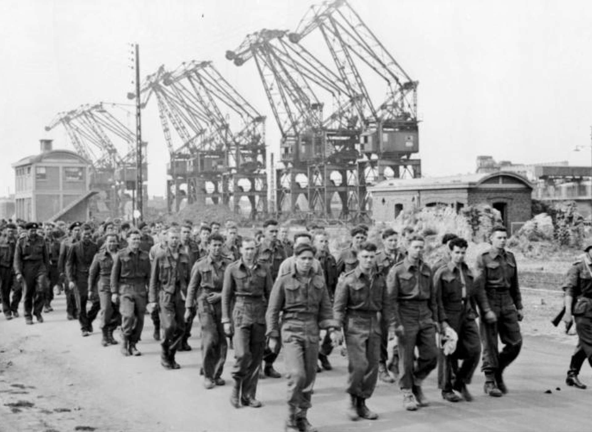 Captured Canadian troops are marched through Dieppe after the raid