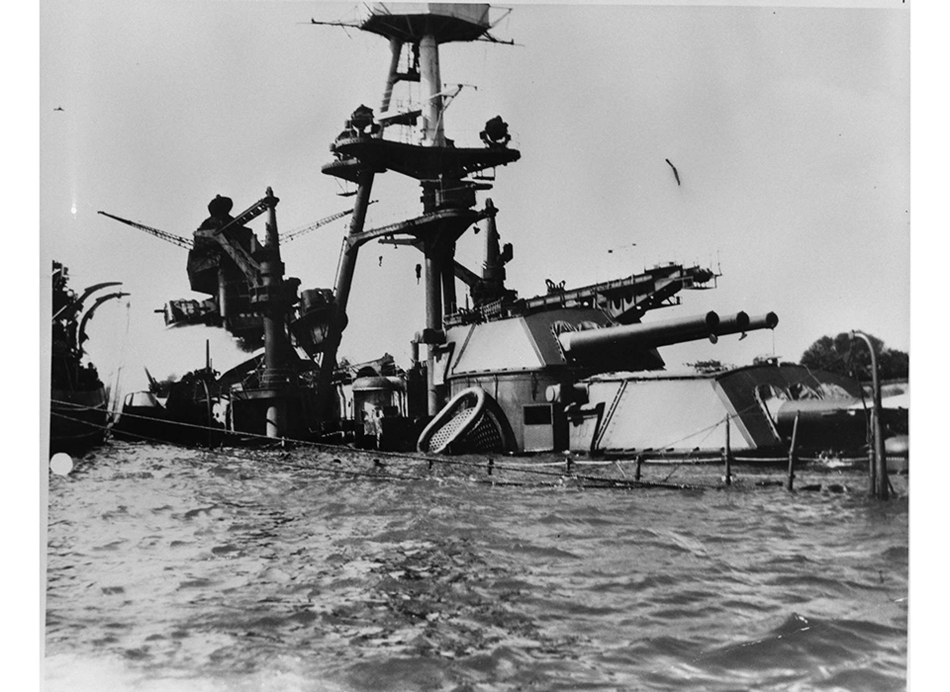 A view of the aft portion of the USS Arizona