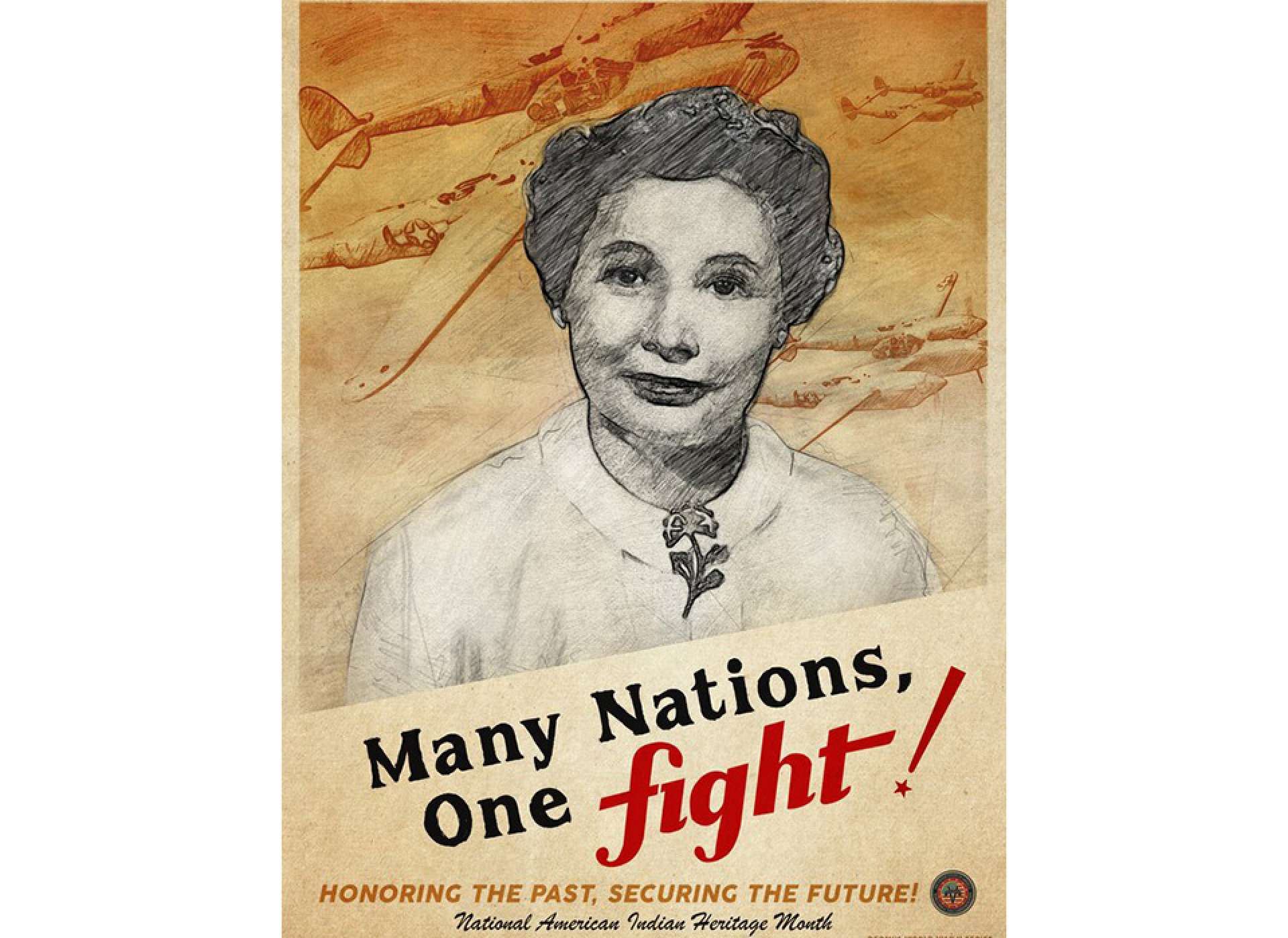 A Poster produced for Native American Indian Heritage Month with a portrait of Mary Golda Ross
