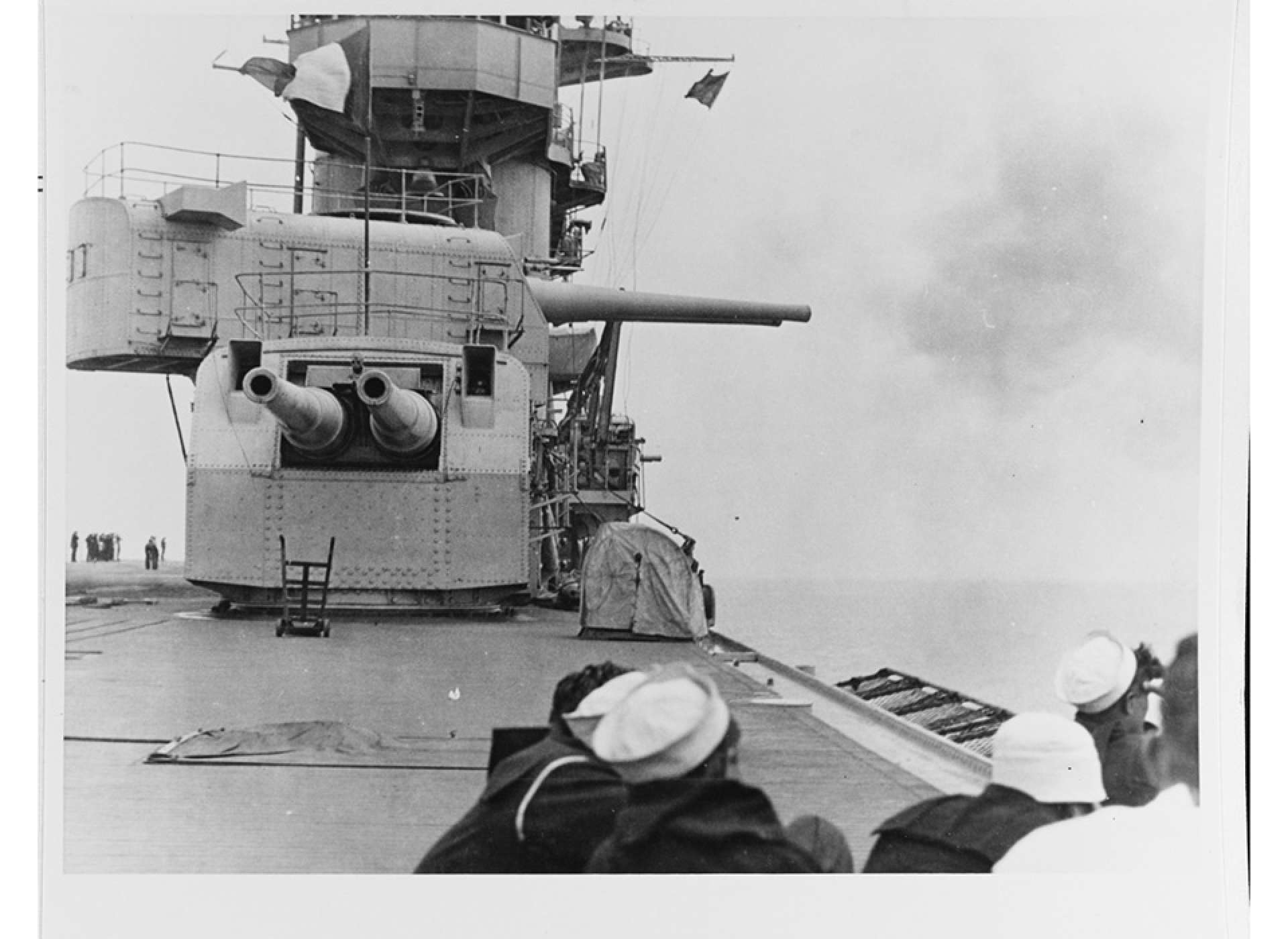 view of the USS Lexington’s (CV-2) 8-inch gun turrets, seen in the 1920s