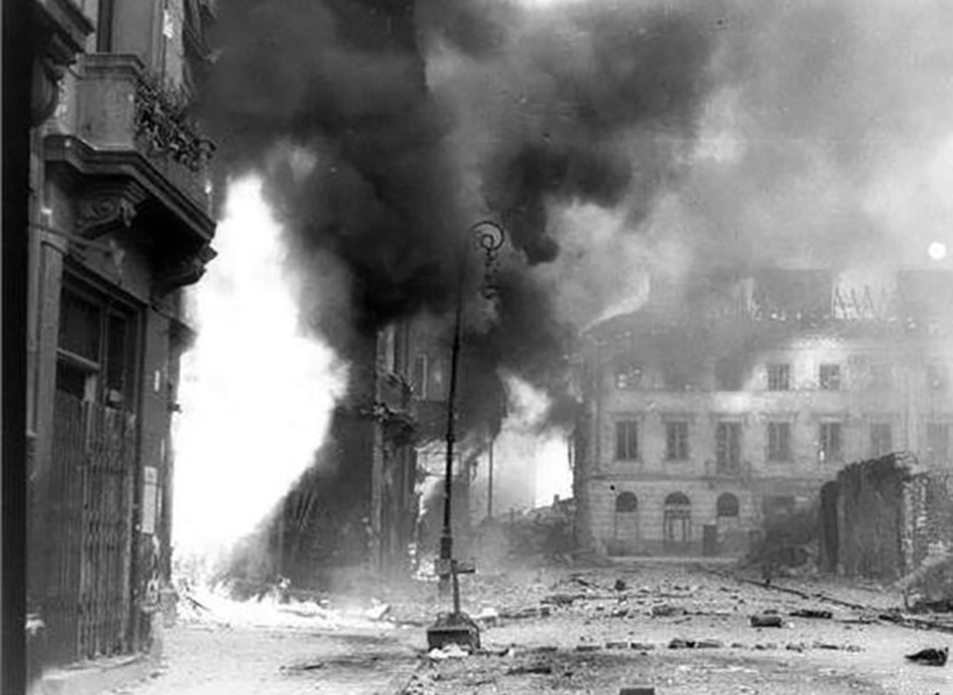 Warsaw Uprising Burning Buildings