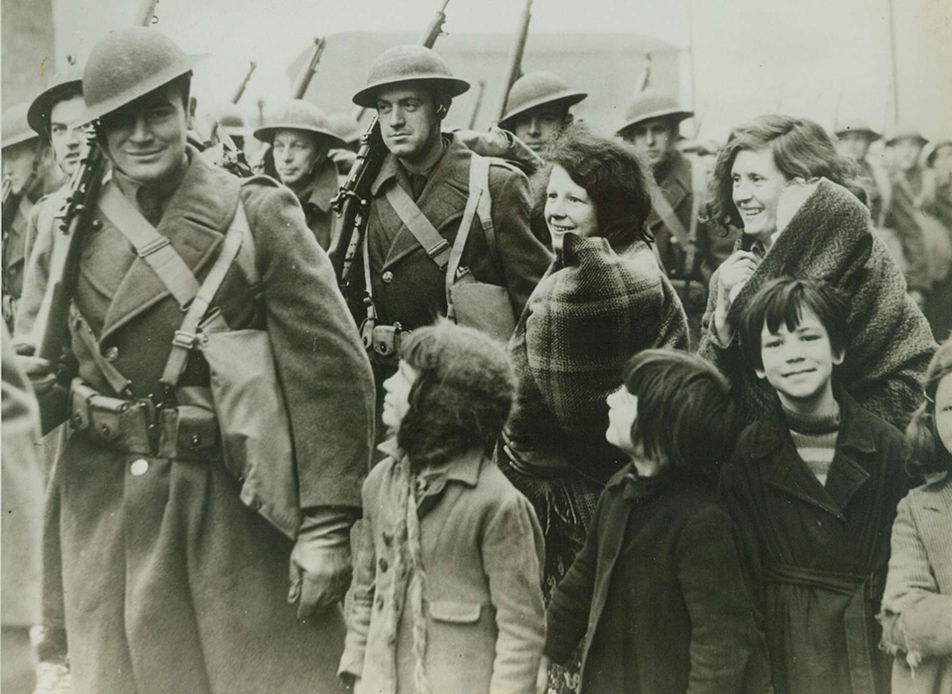 American troops upon arrival in Belfast, Northern Ireland