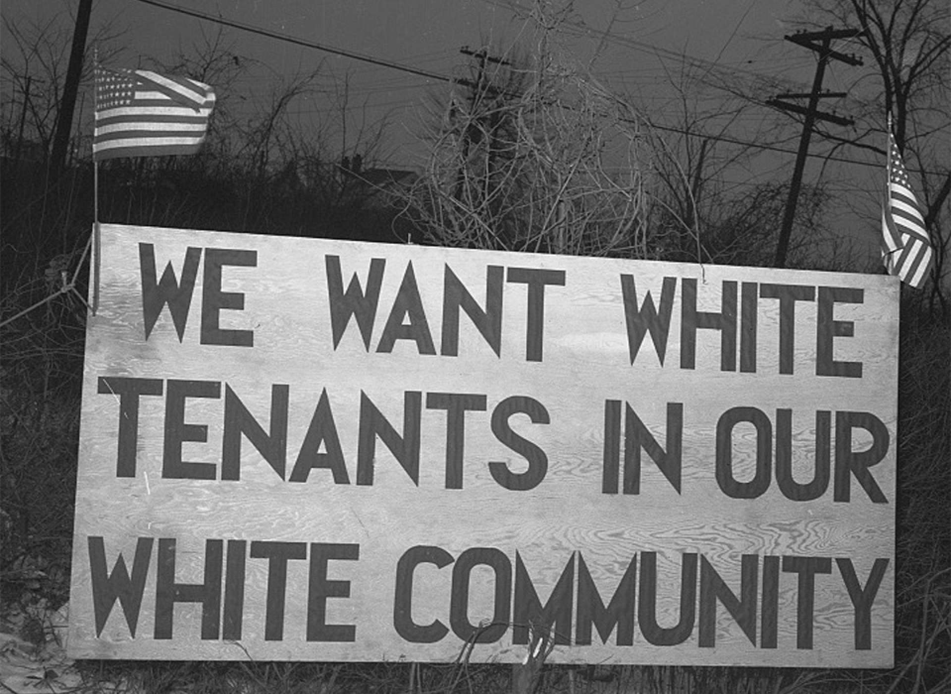 Sign advocating housing segregation in Detroit 1942