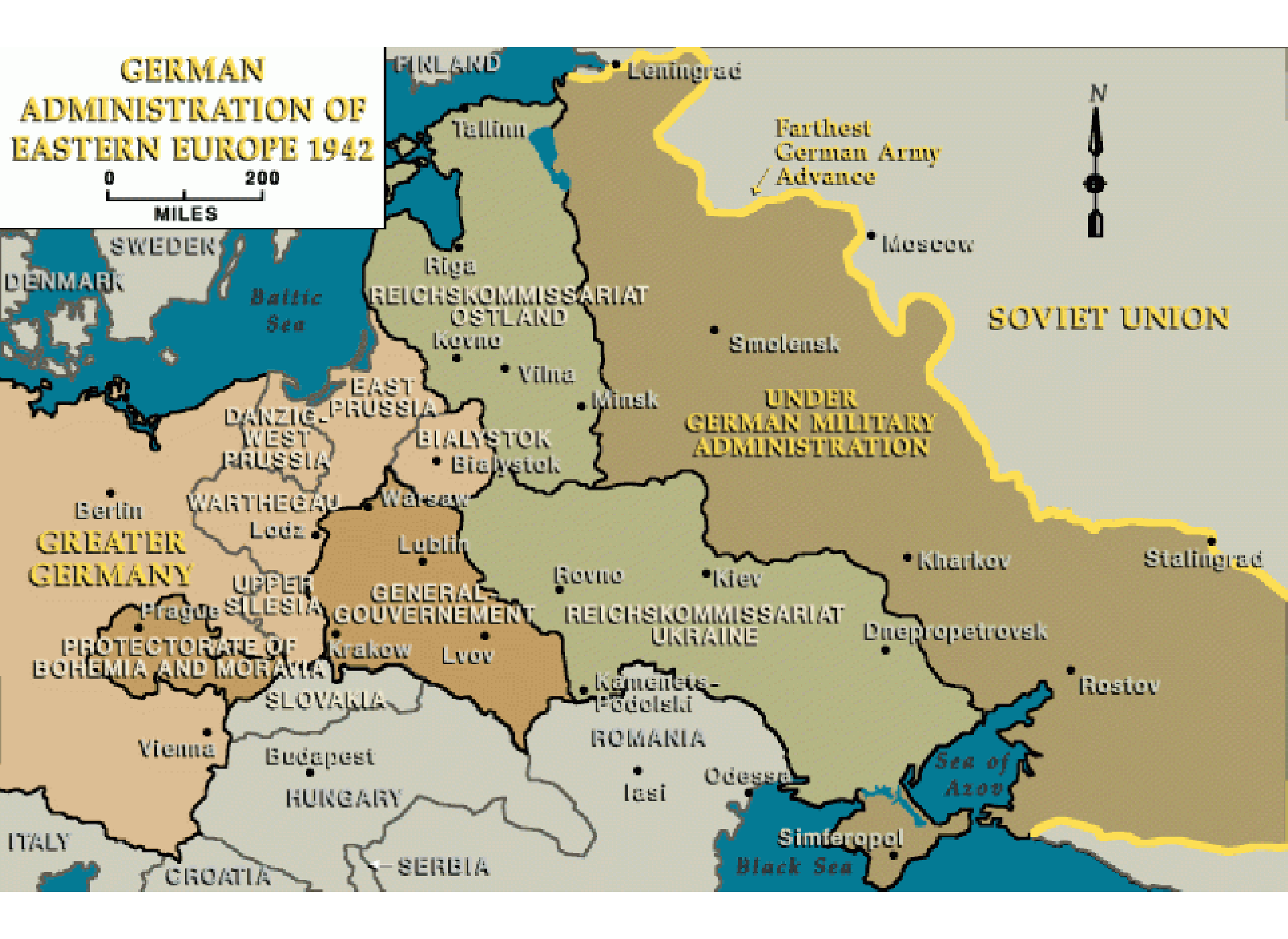 Map of Nazi occupied Eastern Europe