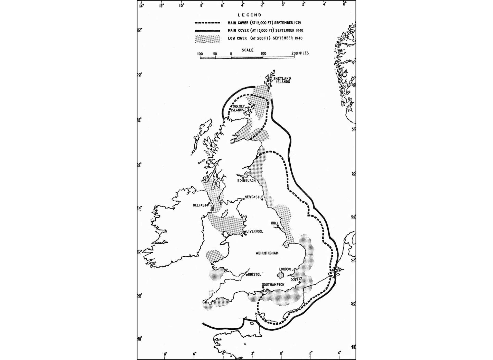 A map of the Chain Home RADAR system, set in 1938. From The Imperial War Museum.