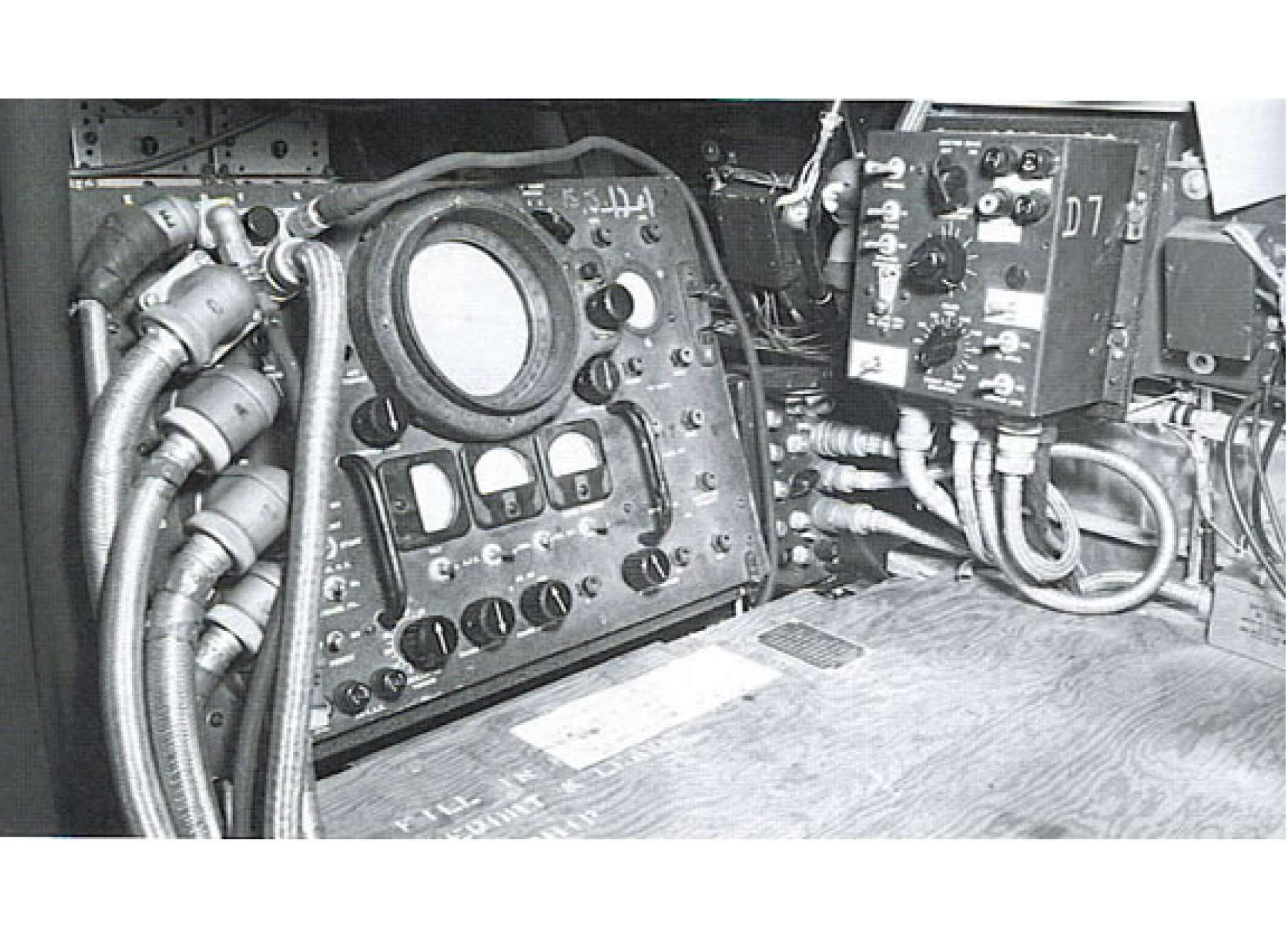 An image of the H2X operator station in an airplane. From the 482 Bomb Group, USAAF Archives.