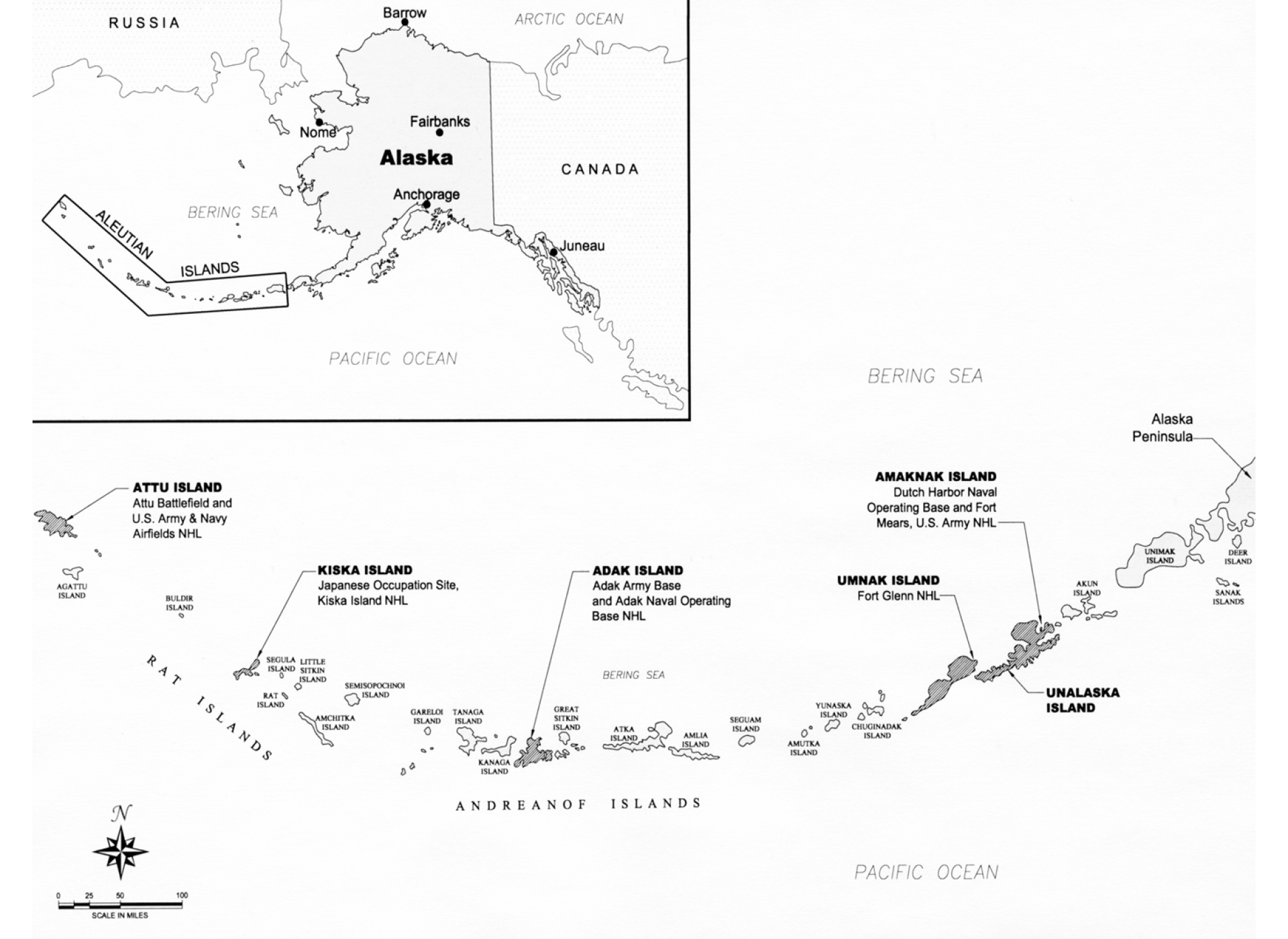 Map of the Aleutian Islands chain. Courtesy of the National Park Service.