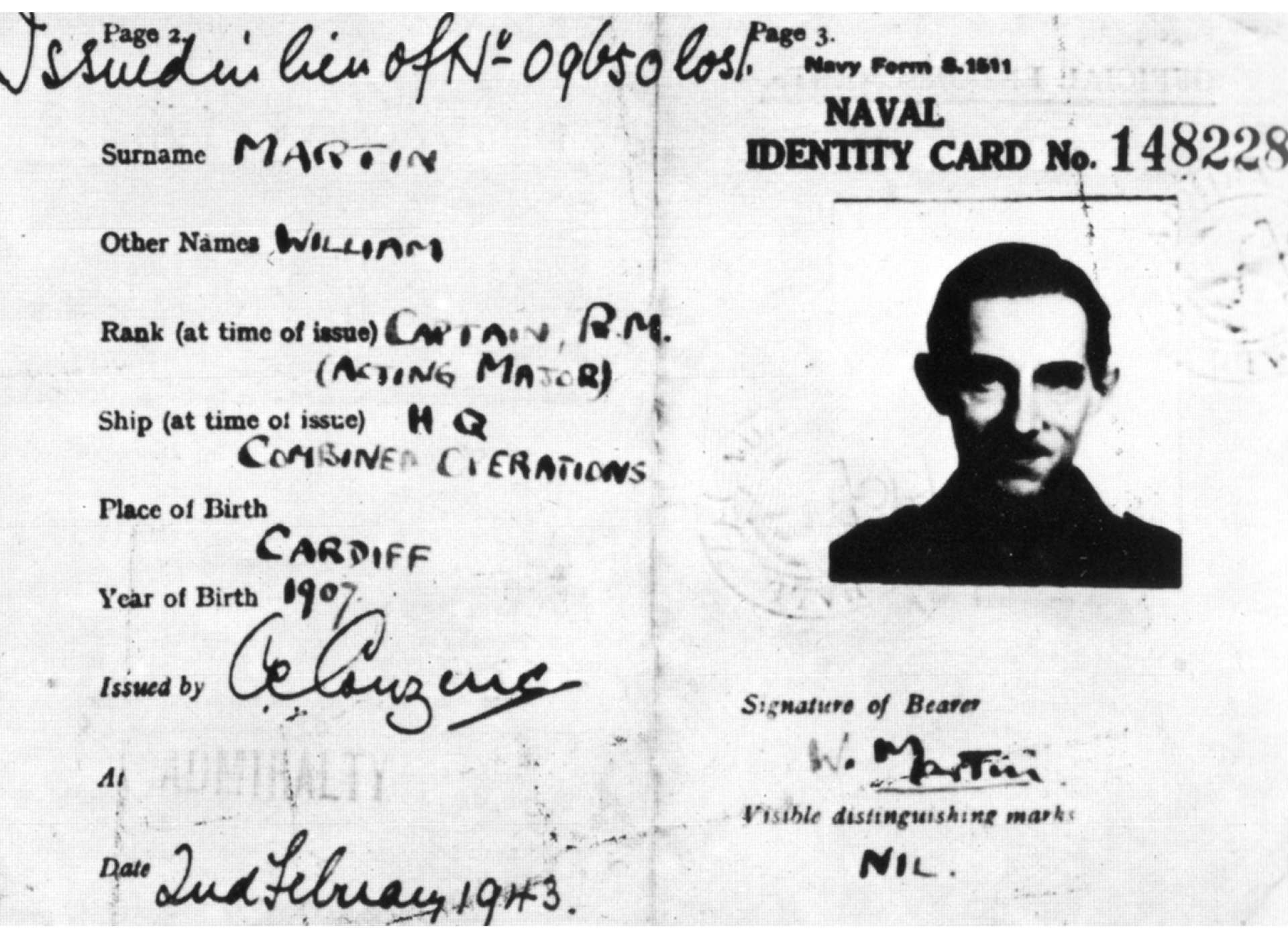 Major Martin&#039;s ID card