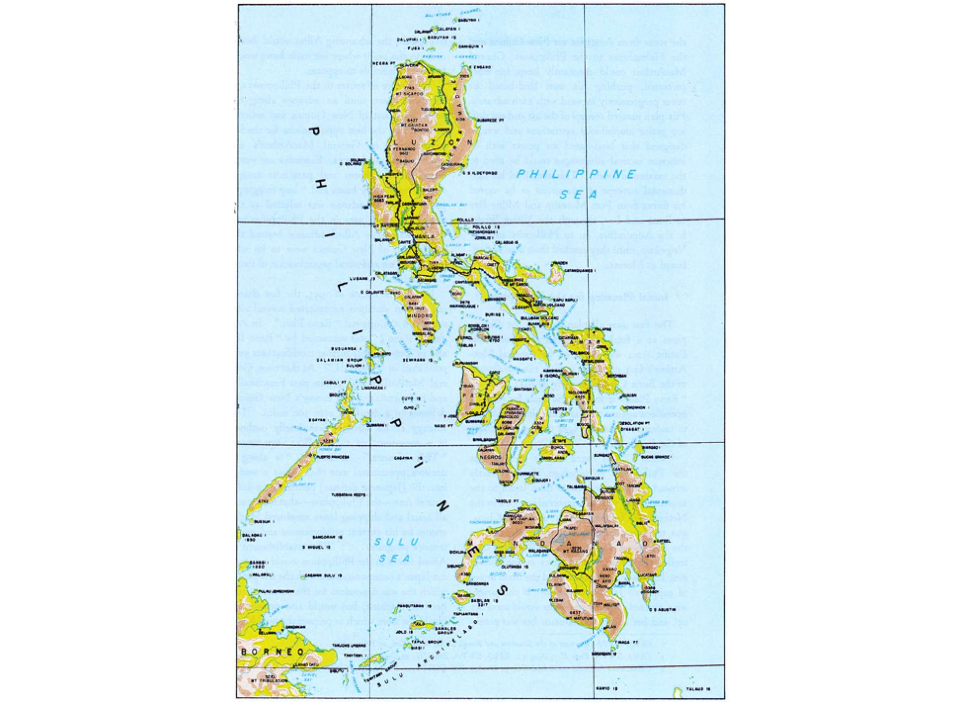 The Philippines Islands with Palawan Province depicted as the westernmost island in the Philippine archipelago. Courtesy of the US Army, Reports of General MacArthur: The Campaigns of MacArthur in the Pacific, Vol. 1, Plate No. 48