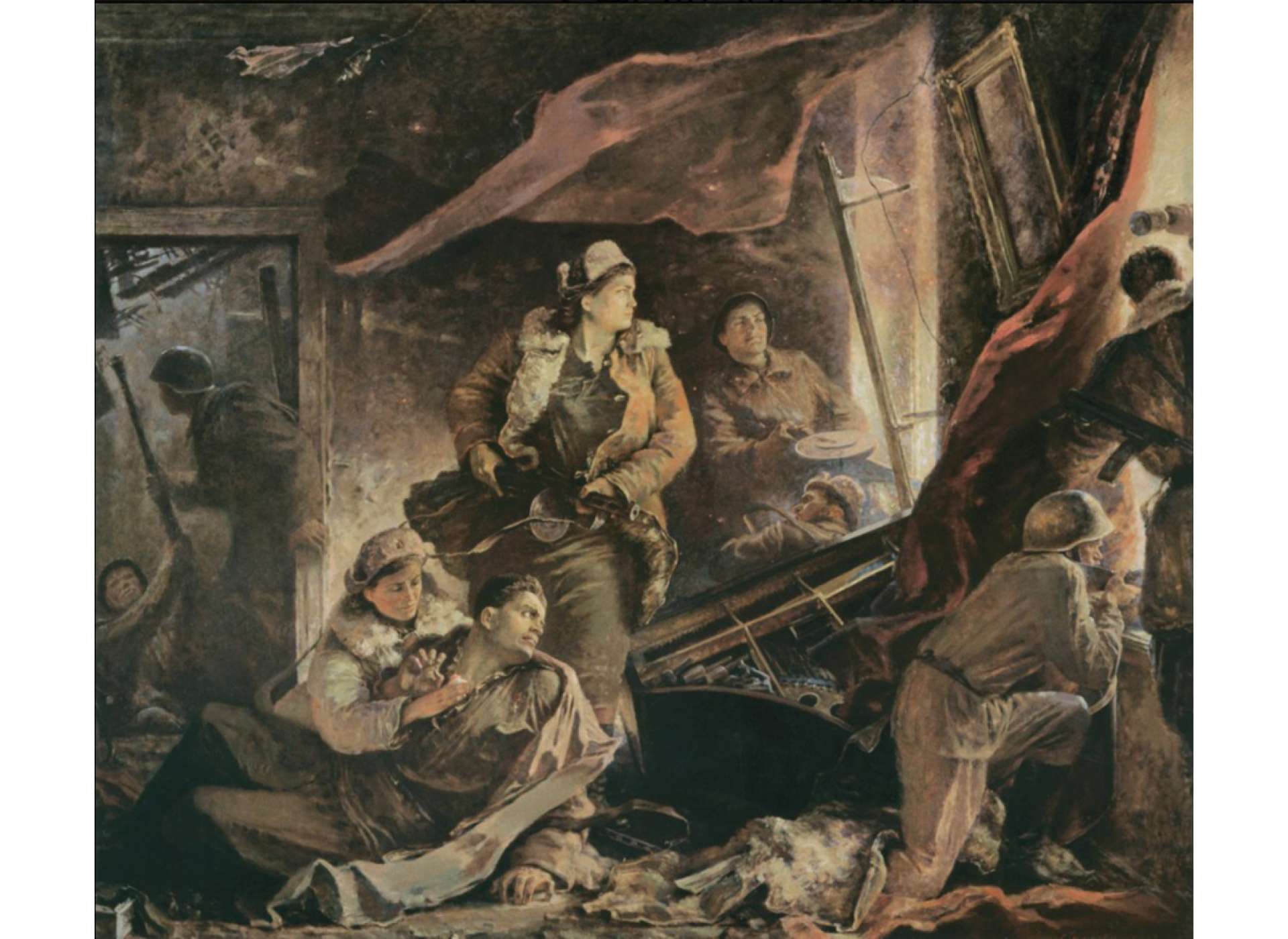 Memorialisation of the battle: A.N.Samokhvalov, Stalingraders (1947), Russian State Museum (https://rusmuseumvrm.ru/data/collections/painting/19_20/zhb-966/index.php)