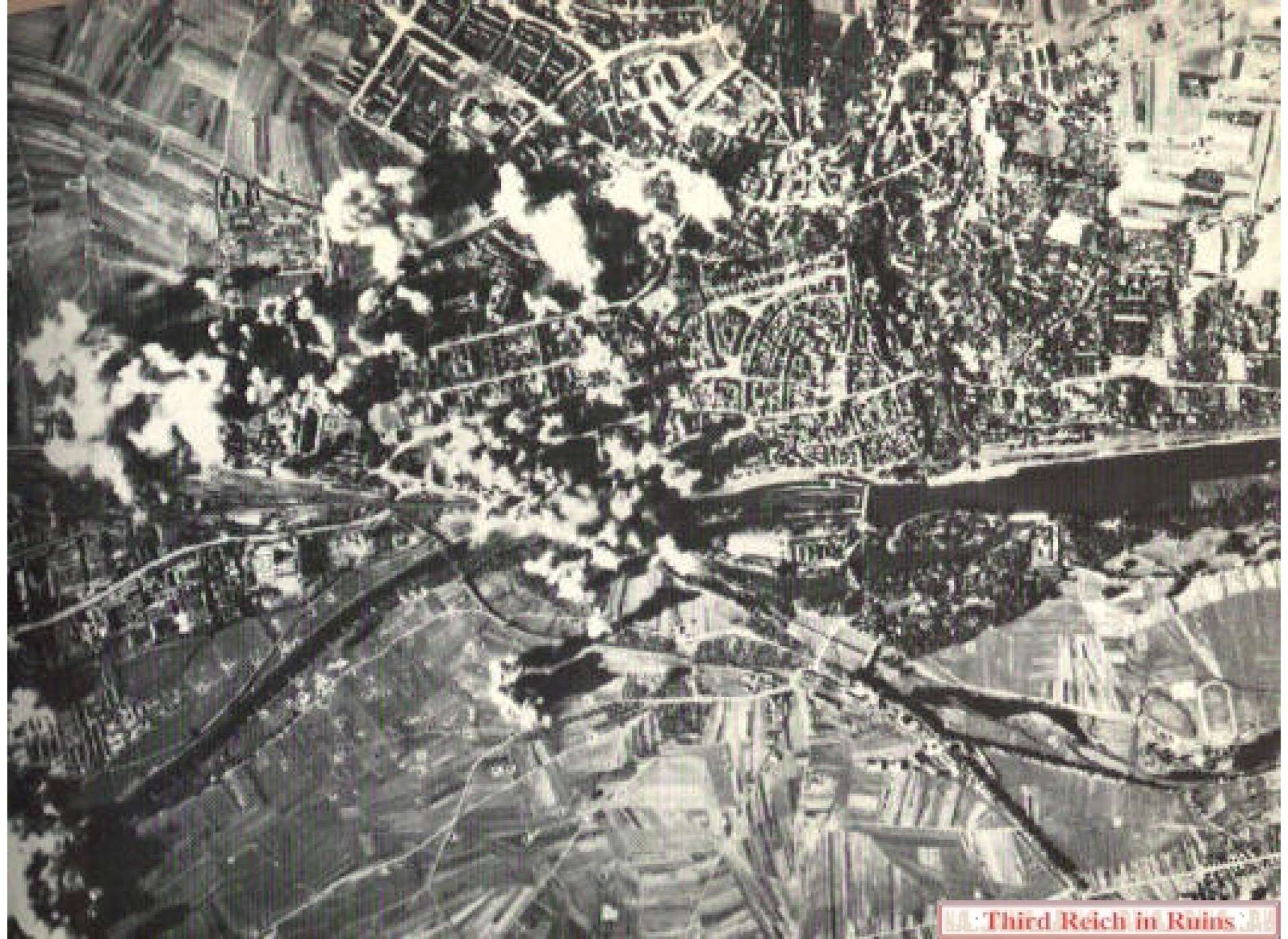 Strike photo of the October 14 Schweinfurt mission. Despite accurate bombing ball bearing production dropped only 10 percent. (National Archives photo)