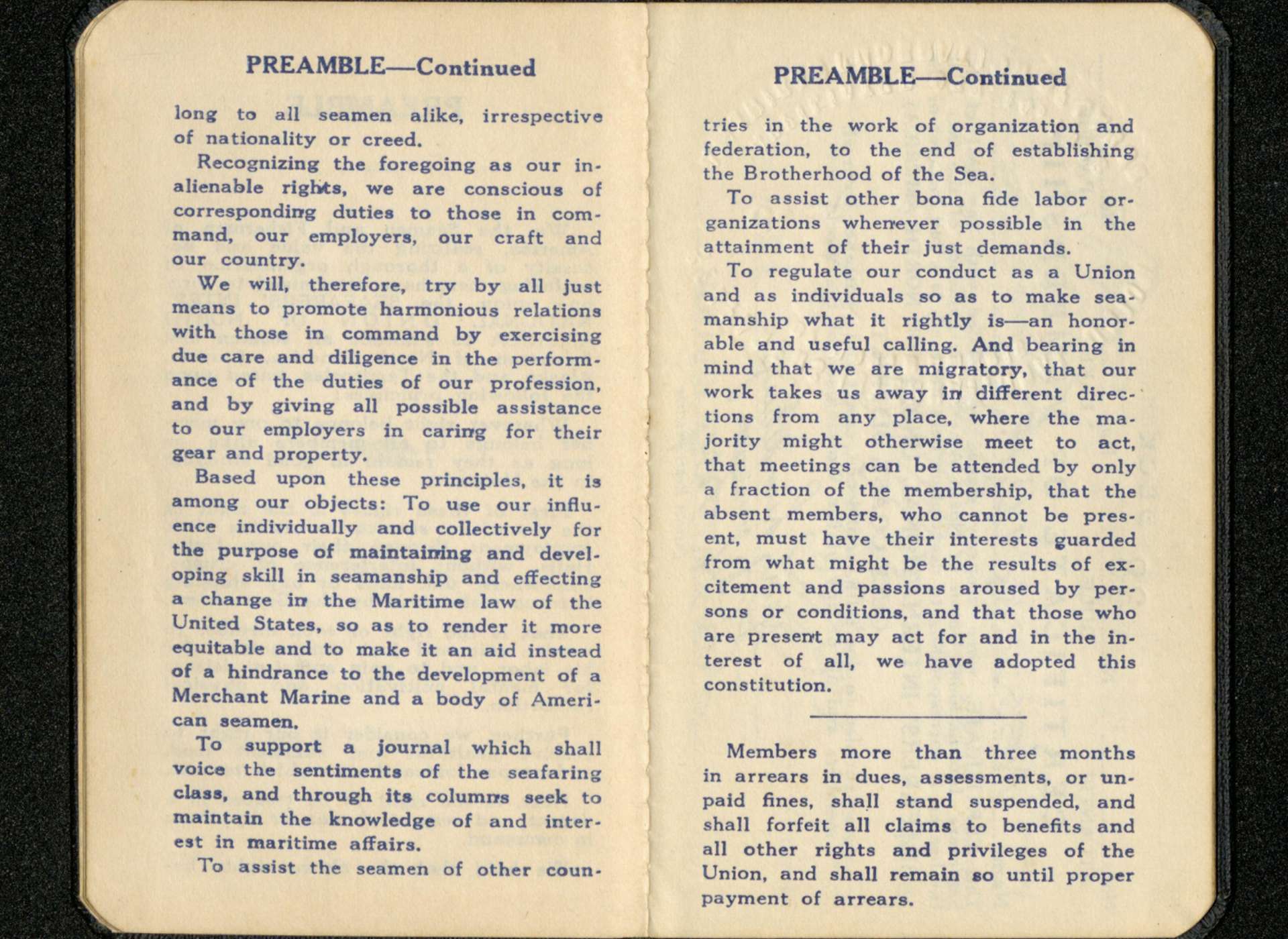 Pages from William Nesser’s Seafarers International Union Membership Book