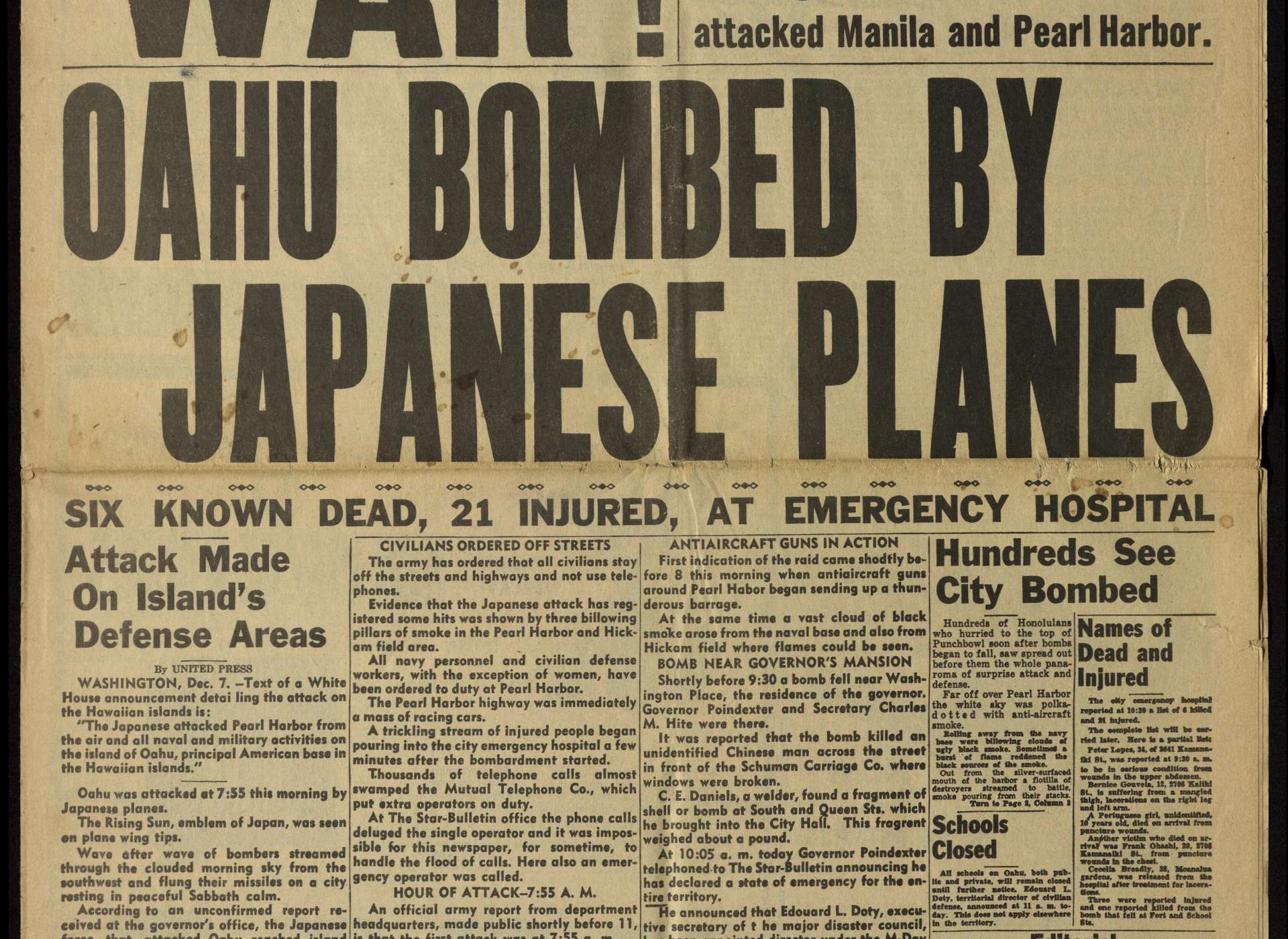Honolulu-Star Bulletin Front Page 