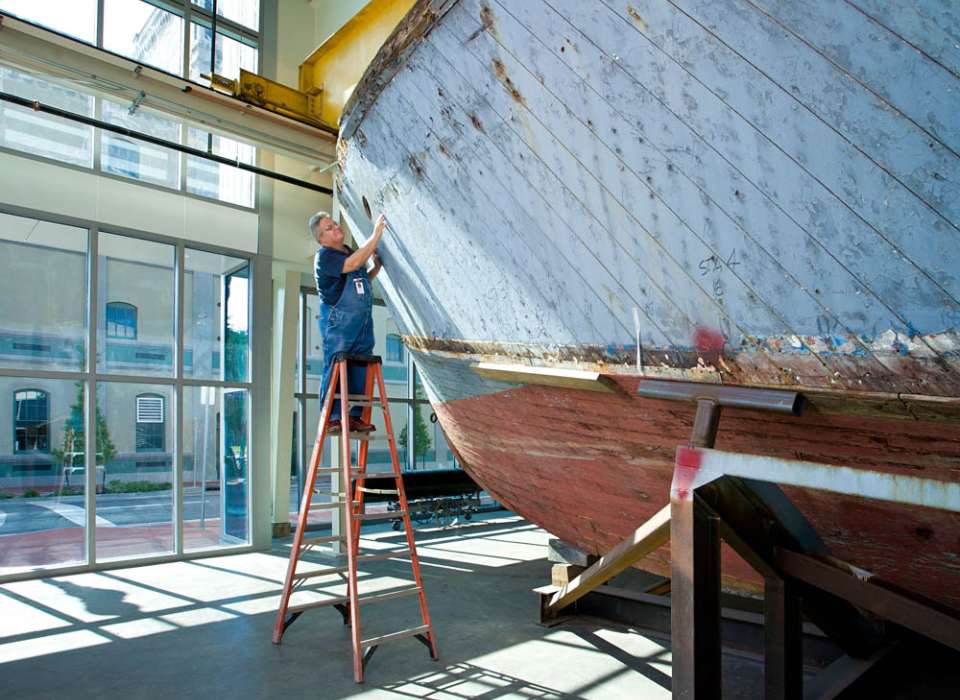 Tom Czekanski and PT-305 at the beginning of the restoration project