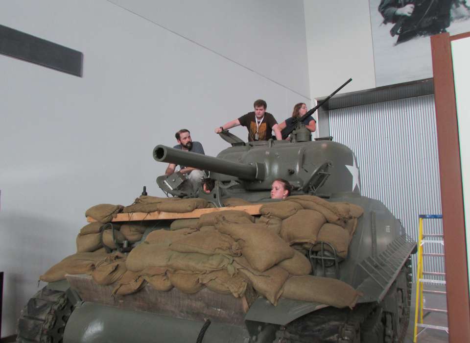 Student Leadership Academy students in Sherman tank