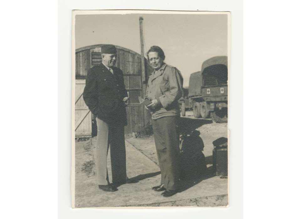 John and Maude Dach, “Ma &amp; Pa,” at a military camp in North Africa, February 1944, The National WWII Museum, 2014.094.081