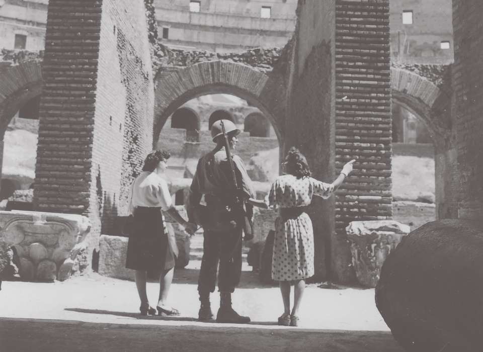 Soldier with people in Coliseum