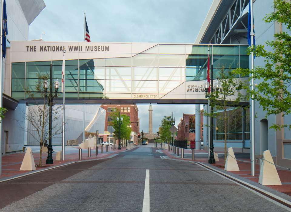 Exterior photo of Bridge of Democracy at the National WWII Museum